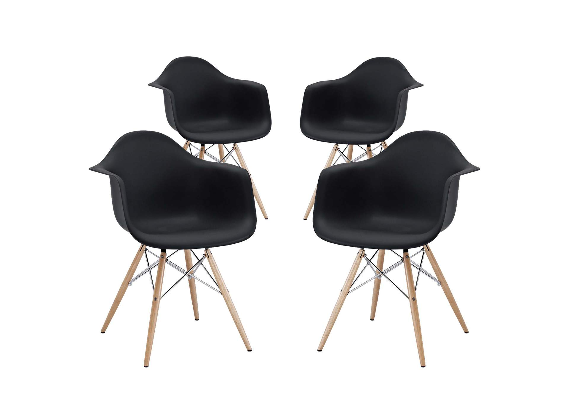 Black Pyramid Arm Dining Chair [Set of 4],Modway