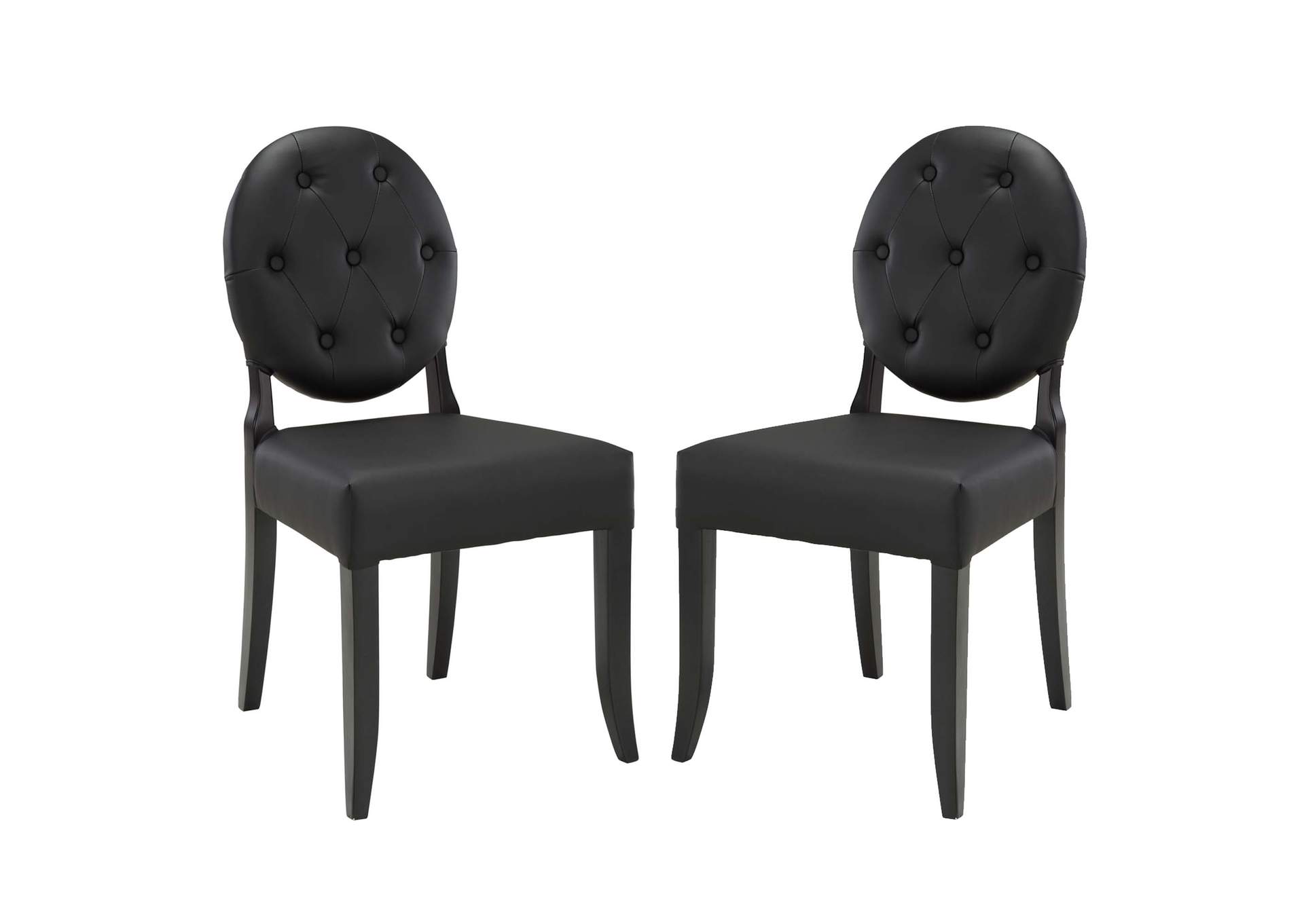 Black Button Dining Side Chair [Set of 2],Modway