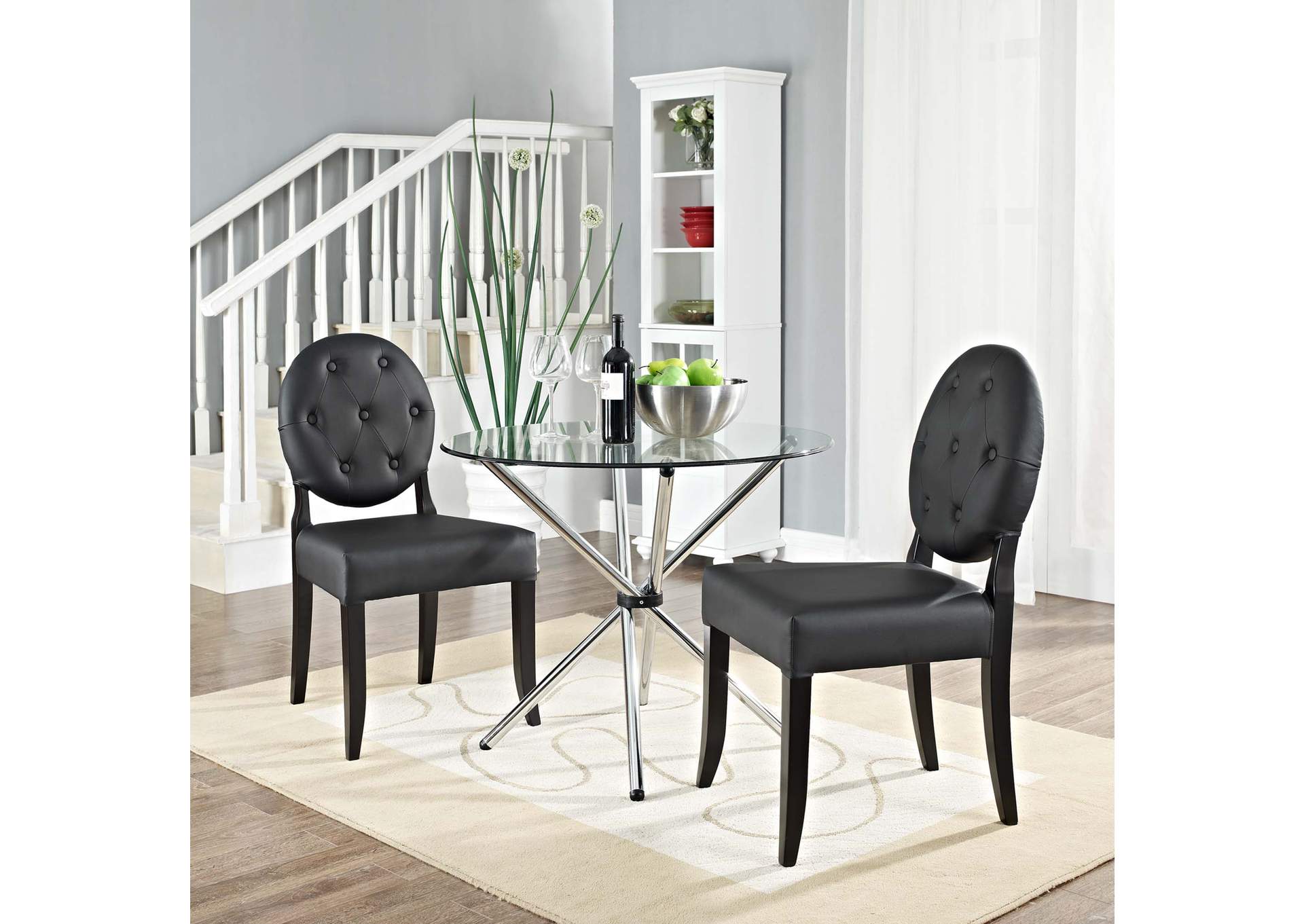 Black Button Dining Side Chair [Set of 2],Modway