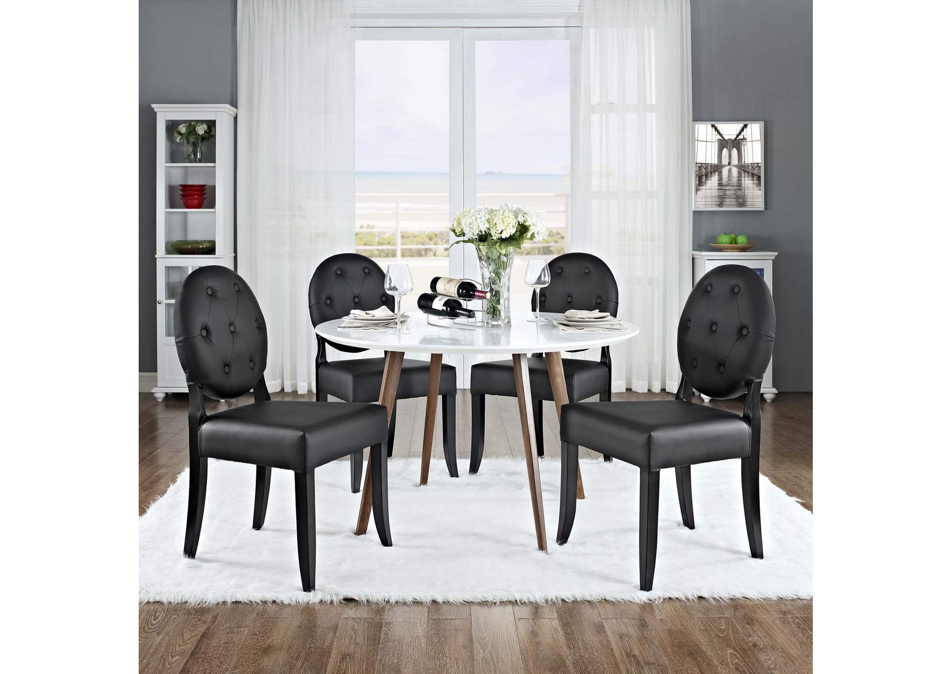 Black Button Dining Side Chair [Set of 4],Modway