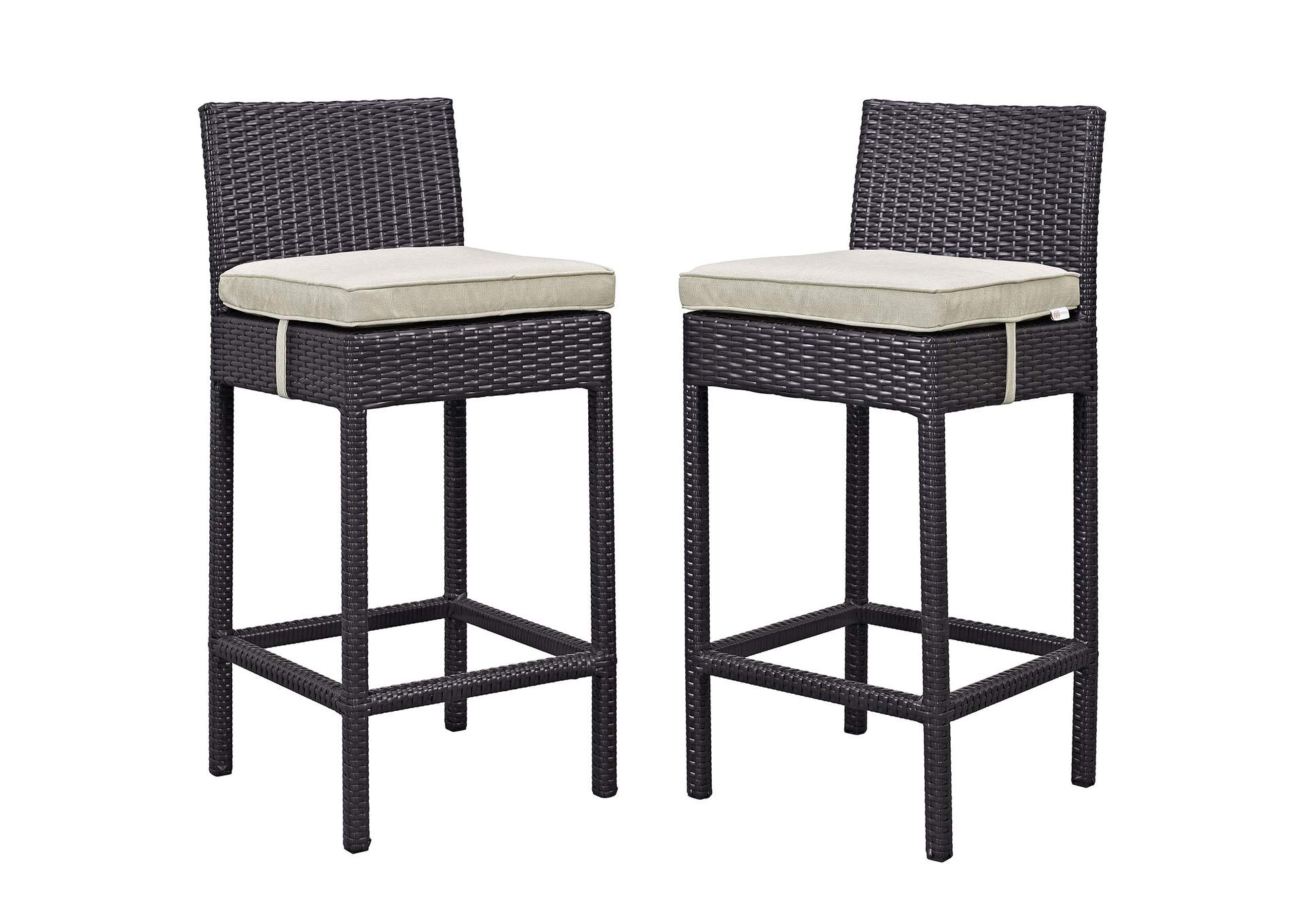 Espresso Beige Lift Bar Stool Outdoor Patio [Set of 2],Modway