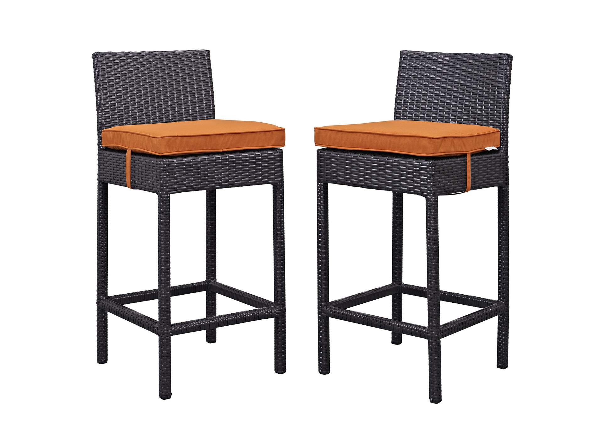 Espresso Orange Lift Bar Stool Outdoor Patio [Set of 2],Modway