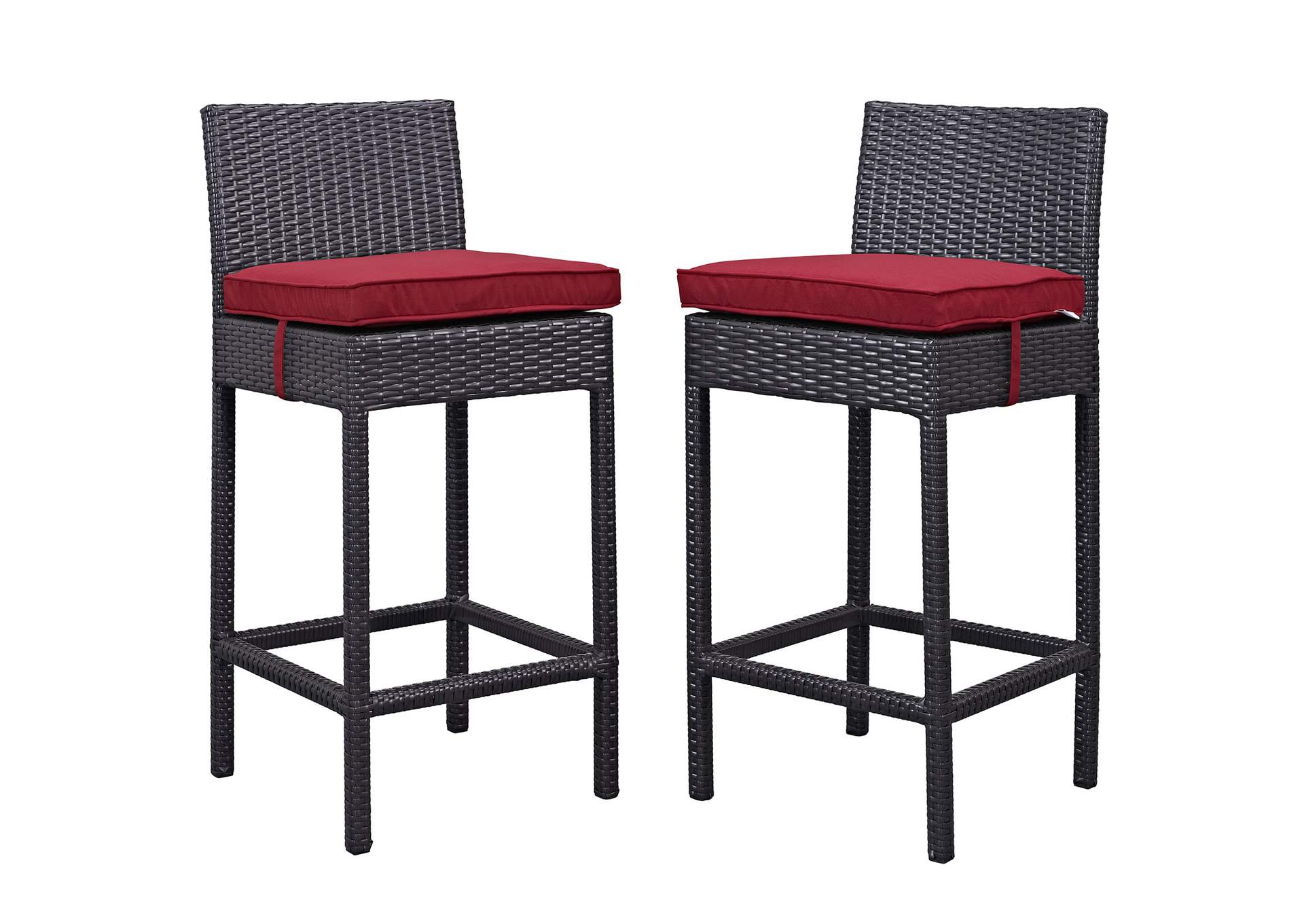 Espresso Red Lift Bar Stool Outdoor Patio [Set of 2],Modway