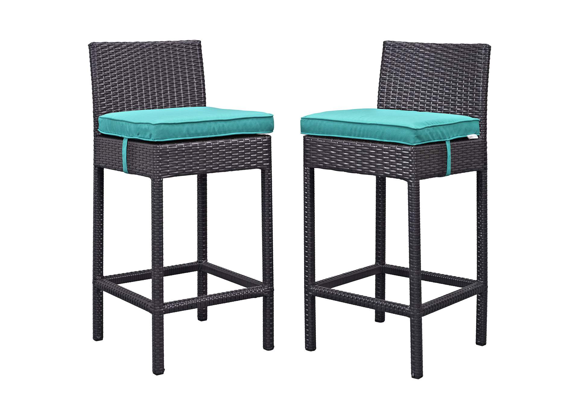 Espresso Turquoise Lift Bar Stool Outdoor Patio [Set of 2],Modway