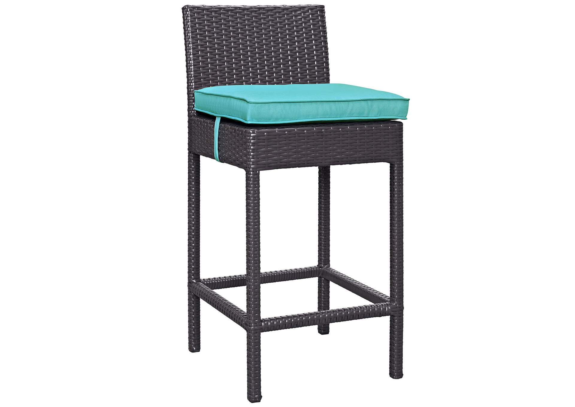 Espresso Turquoise Lift Bar Stool Outdoor Patio [Set of 2],Modway