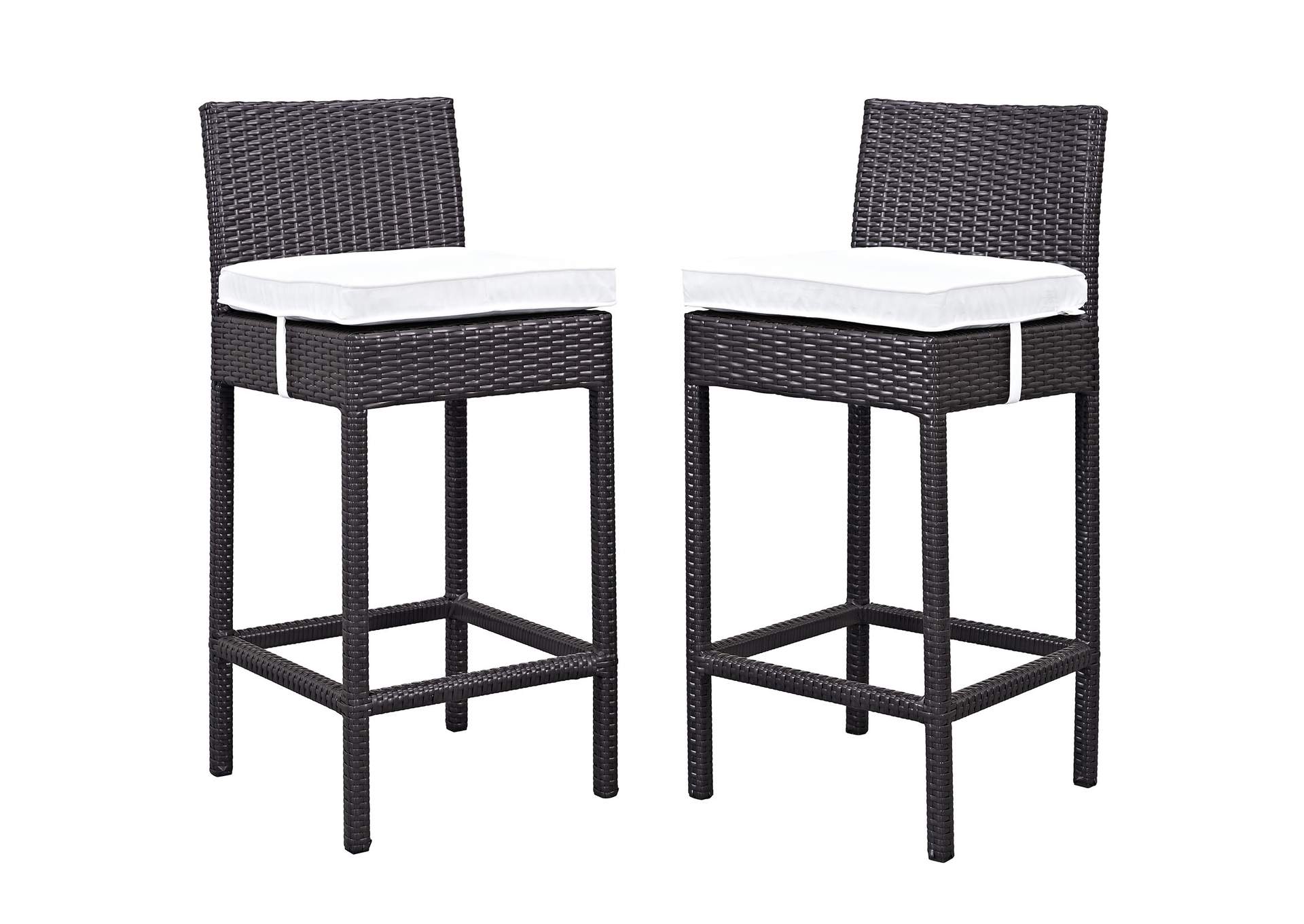 Espresso White Lift Bar Stool Outdoor Patio [Set of 2],Modway