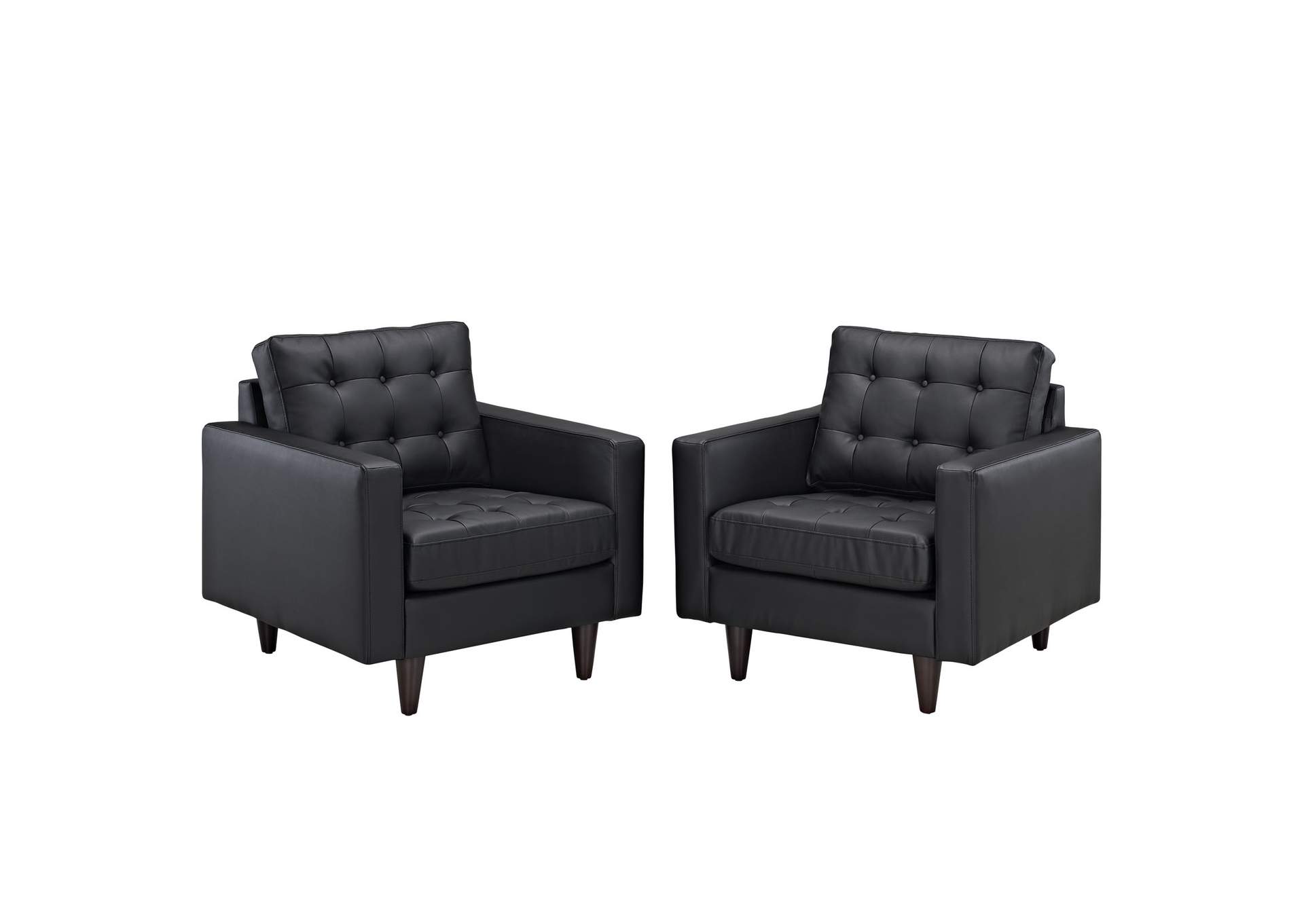 Black Empress Arm Chair Leather [Set of 2],Modway