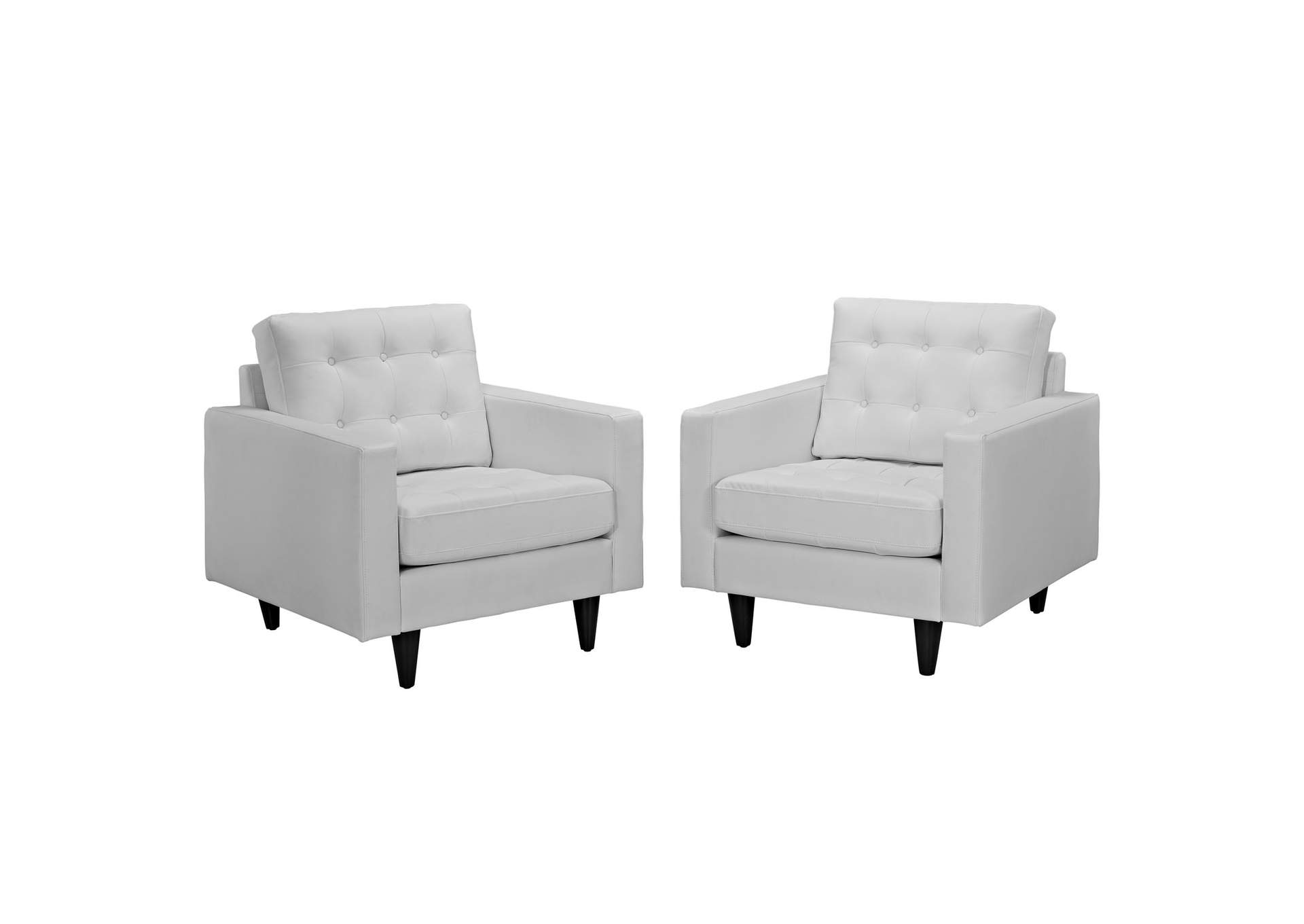 White Empress Arm Chair Leather [Set of 2],Modway