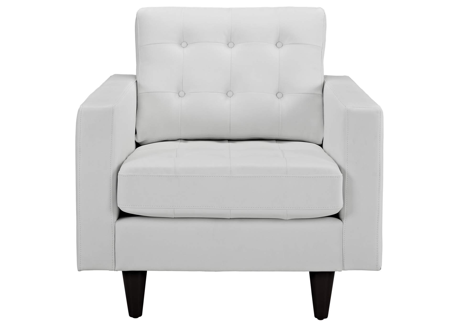 White Empress Arm Chair Leather [Set of 2],Modway