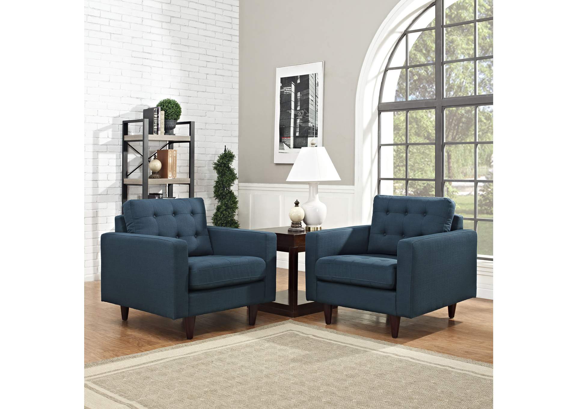 Azure Empress Arm Chair Upholstered Fabric [Set of 2],Modway