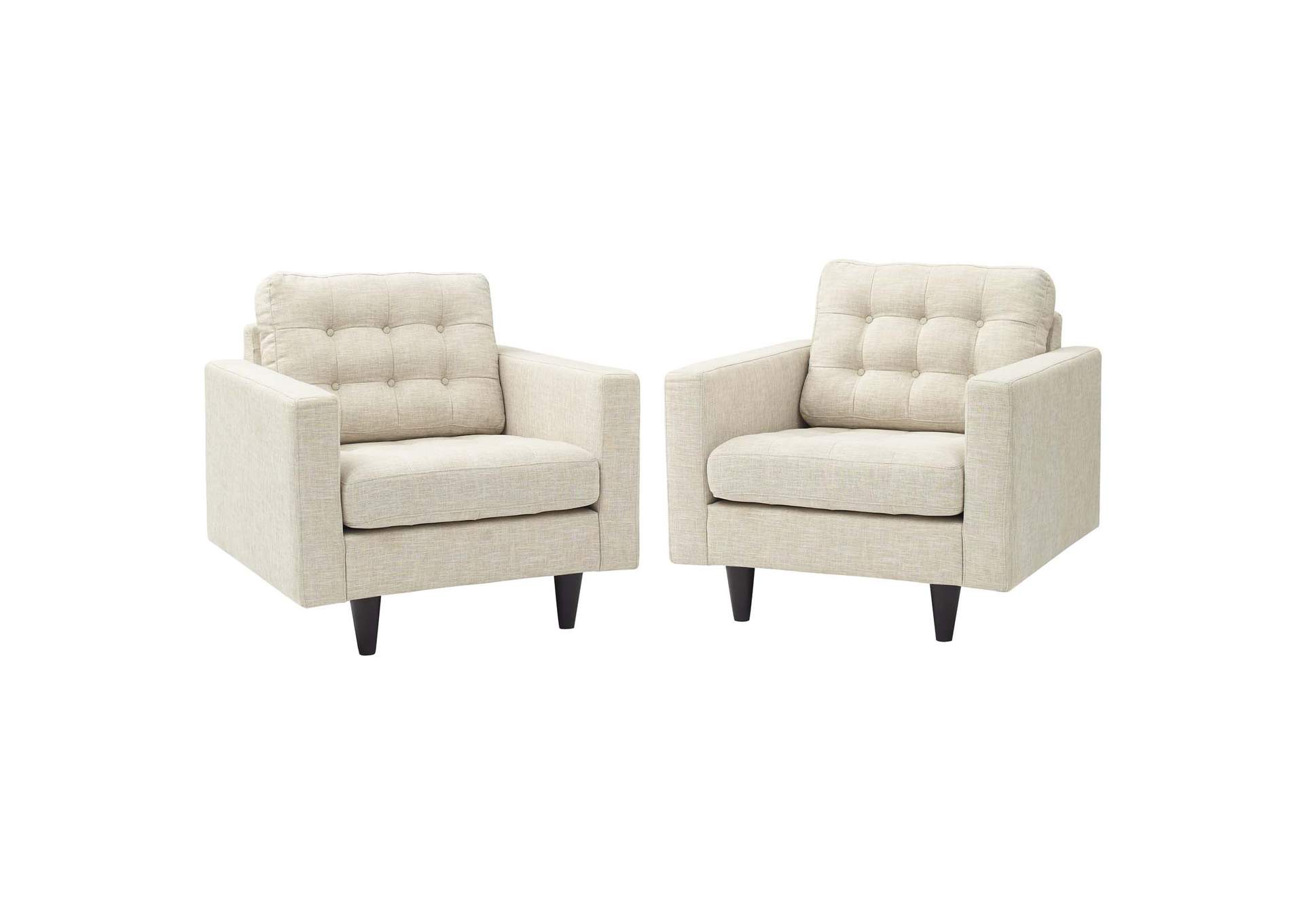 Beige Empress Arm Chair Upholstered Fabric [Set of 2],Modway