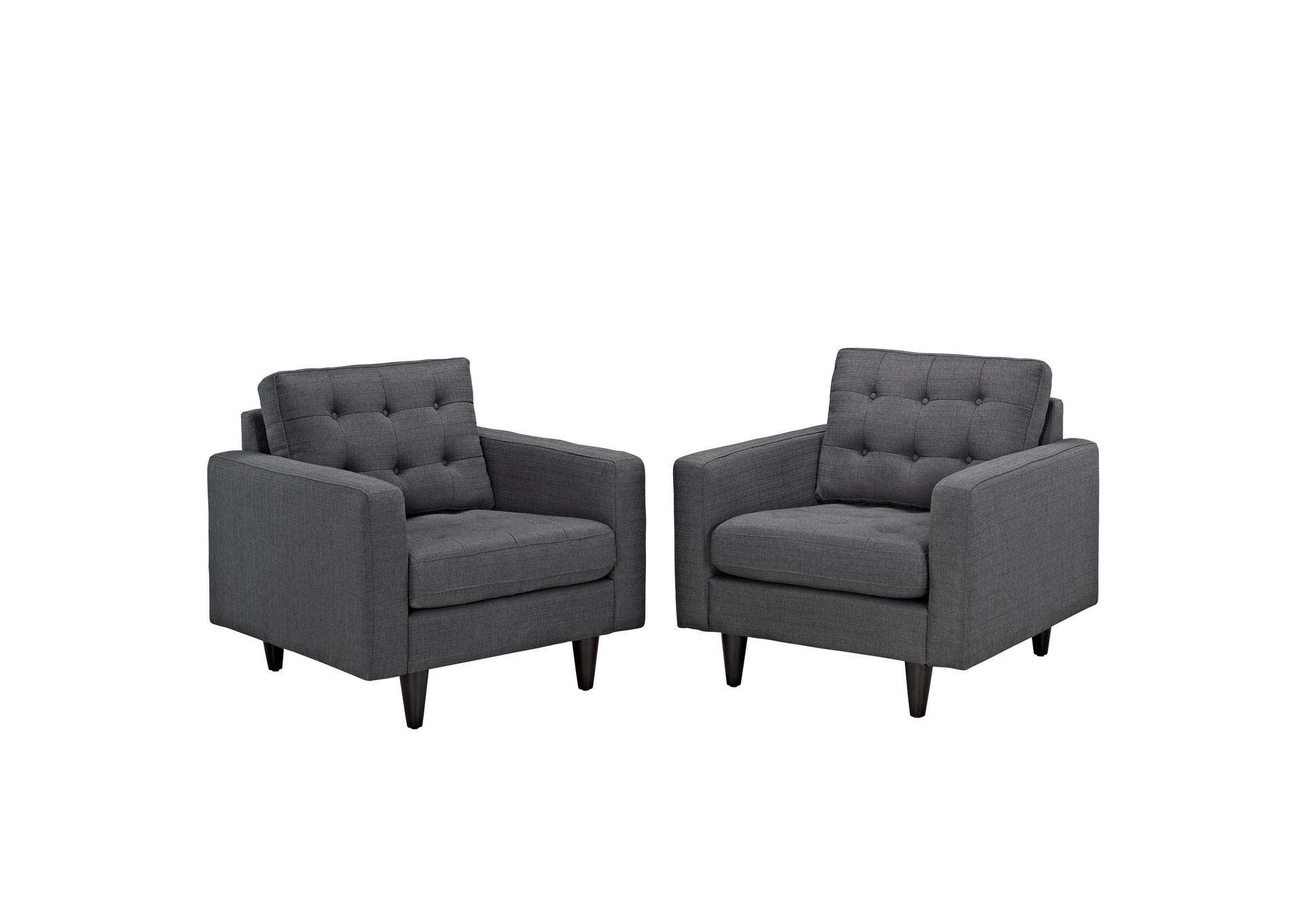 Gray Empress Arm Chair Upholstered Fabric [Set of 2],Modway