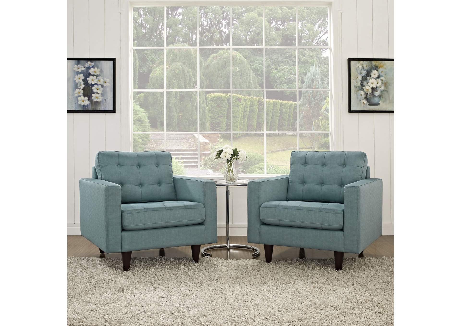 Laguna Empress Arm Chair Upholstered Fabric [Set of 2],Modway