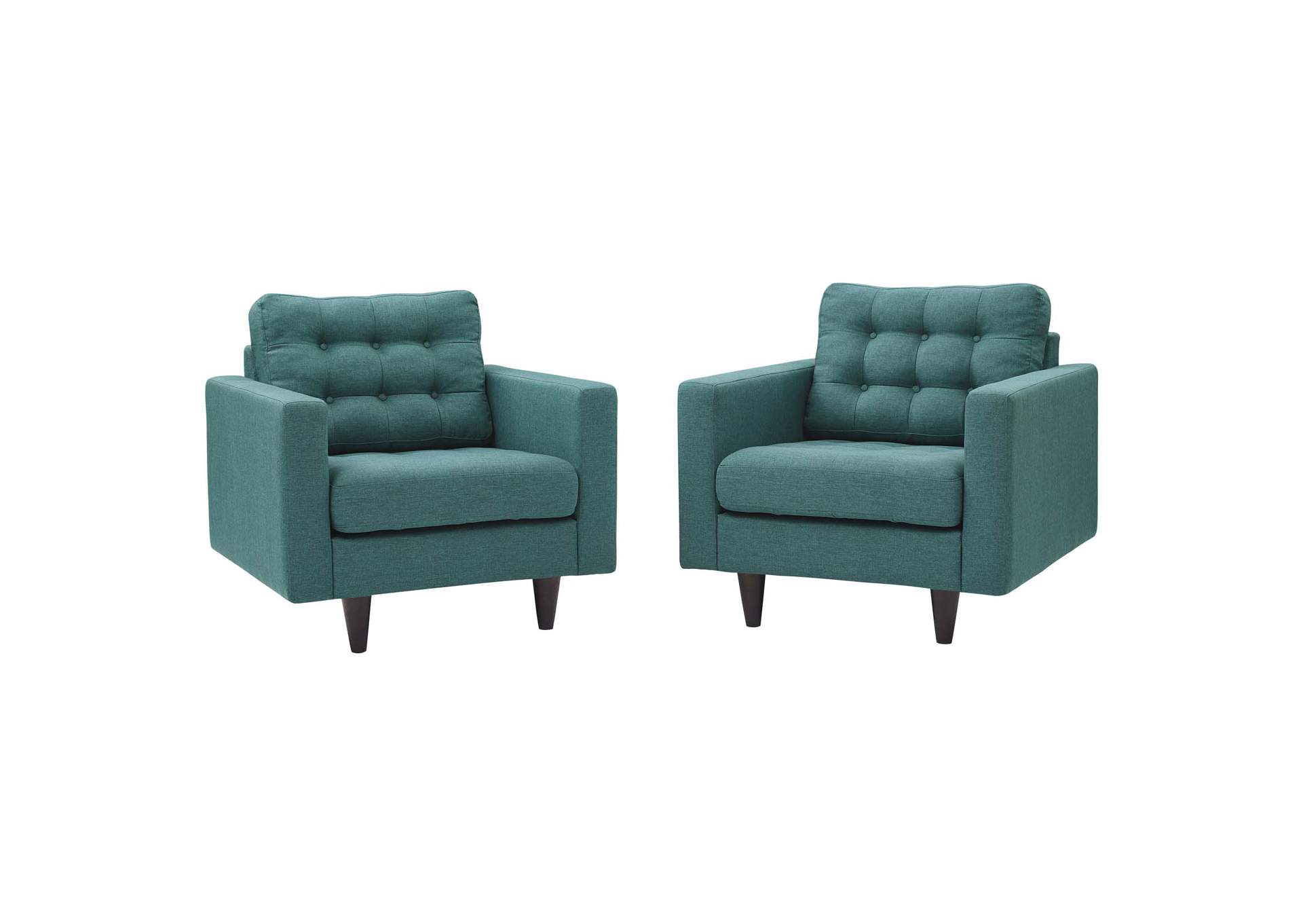 Teal Empress Arm Chair Upholstered Fabric [Set of 2],Modway