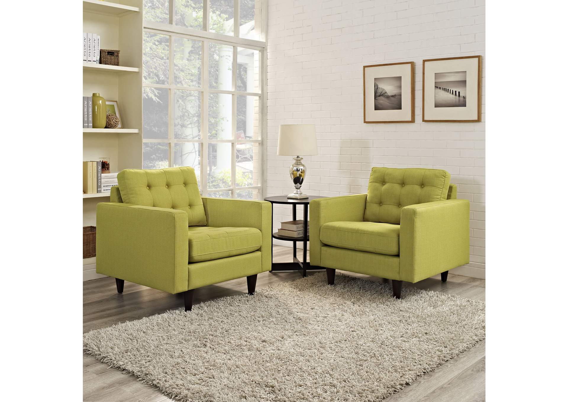 Wheatgrass Empress Arm Chair Upholstered Fabric [Set of 2],Modway