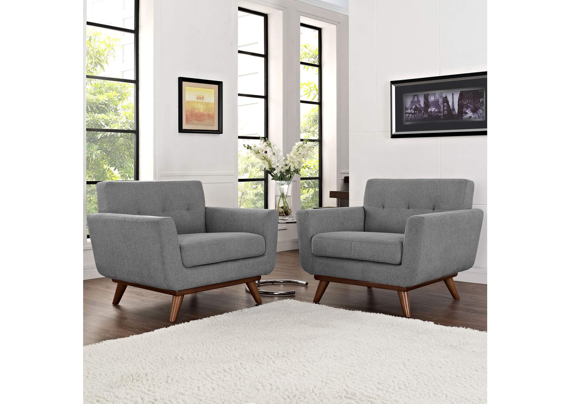 Expectation Gray Engage Arm Chair Wood [Set of 2],Modway