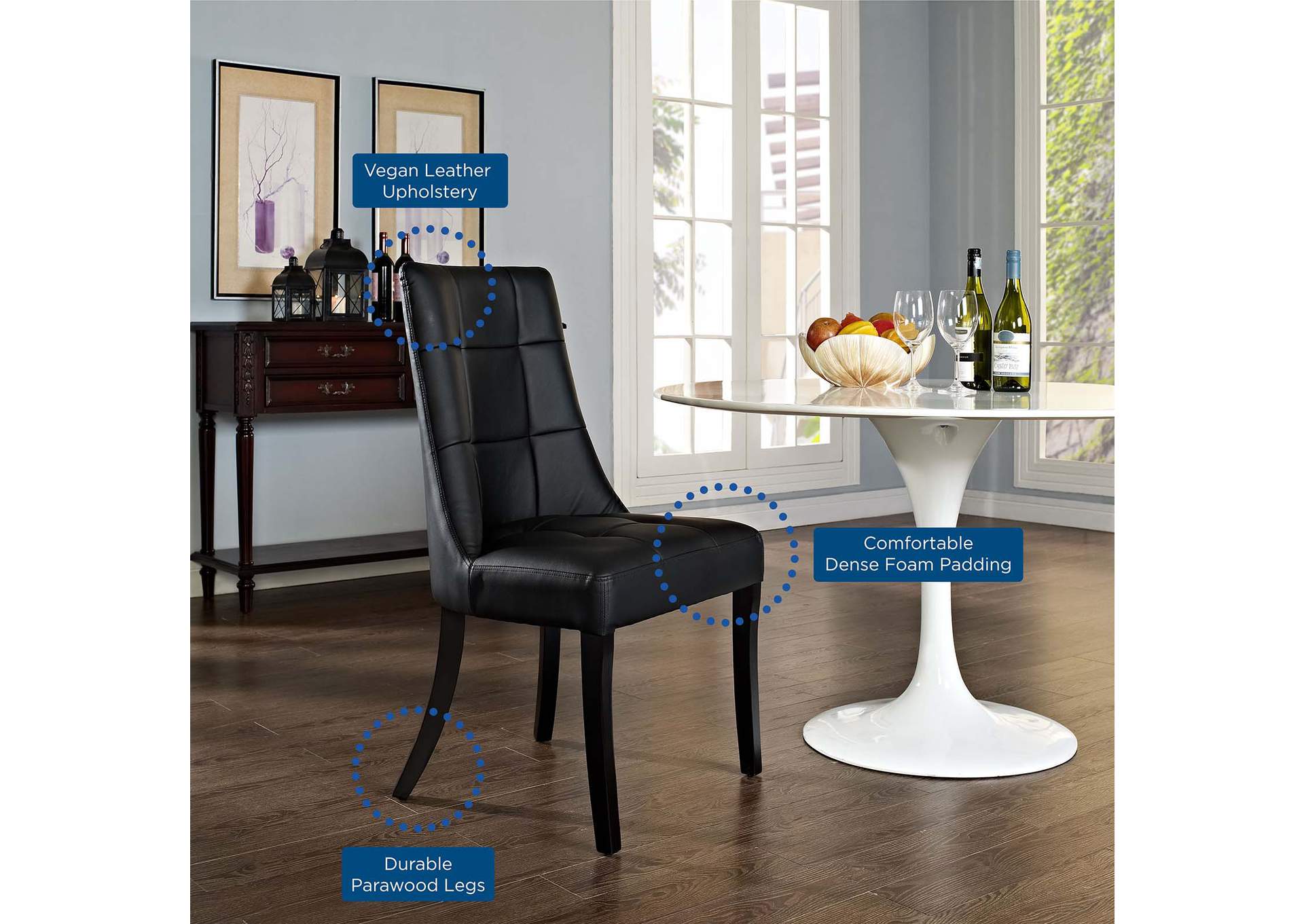 Black Noblesse Dining Chair Vinyl [Set of 2],Modway