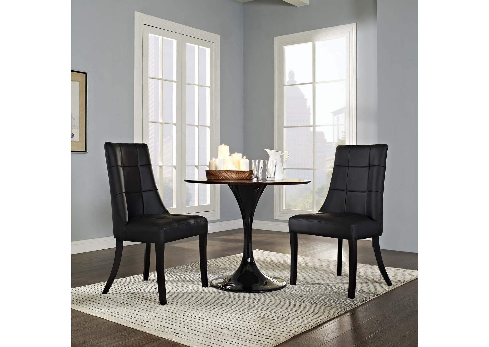 Black Noblesse Dining Chair Vinyl [Set of 2],Modway