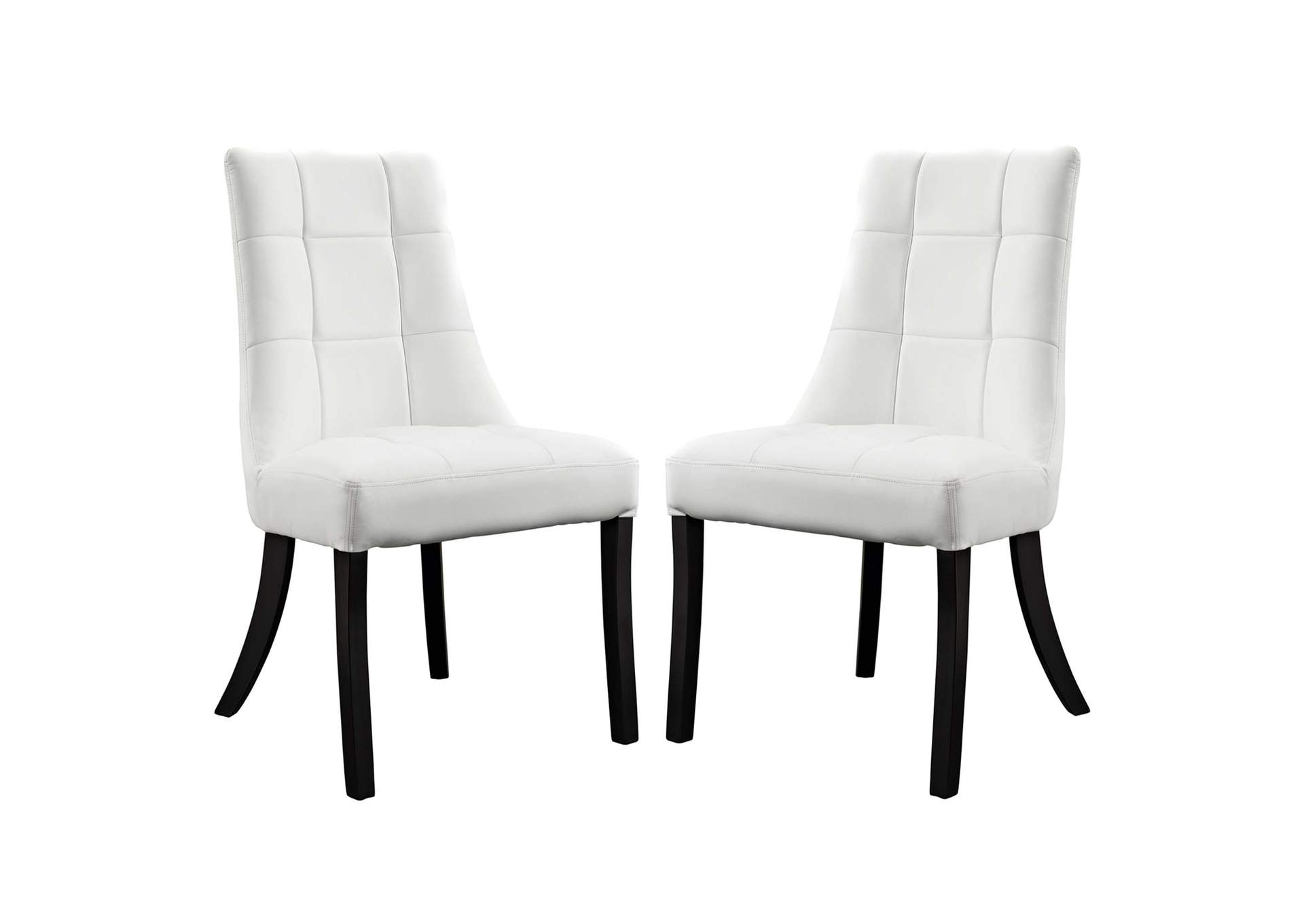 White Noblesse Dining Chair Vinyl [Set of 2],Modway