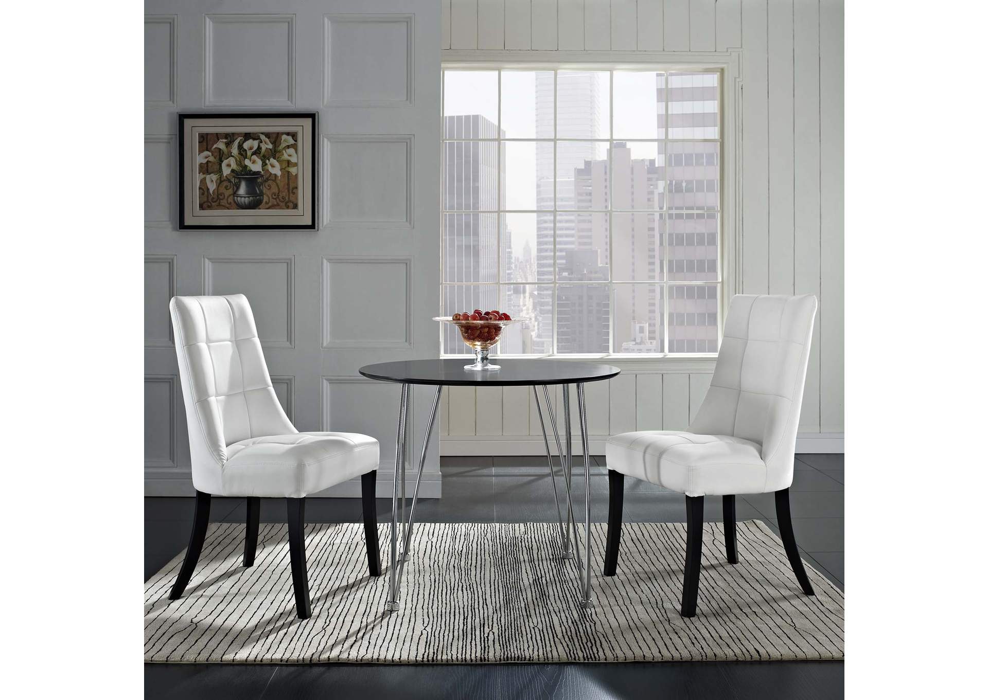 White Noblesse Dining Chair Vinyl [Set of 2],Modway