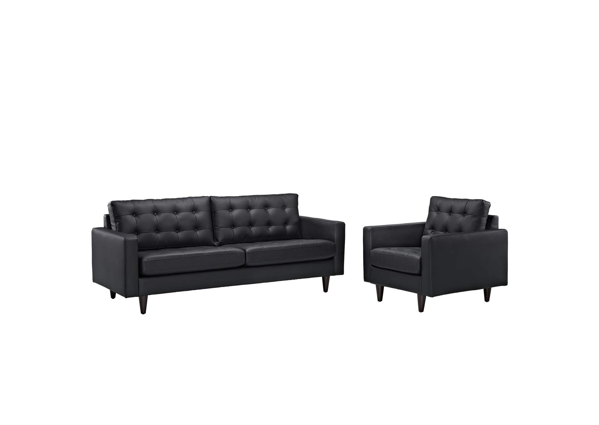 Black Empress Sofa and Armchair [Set of 2],Modway