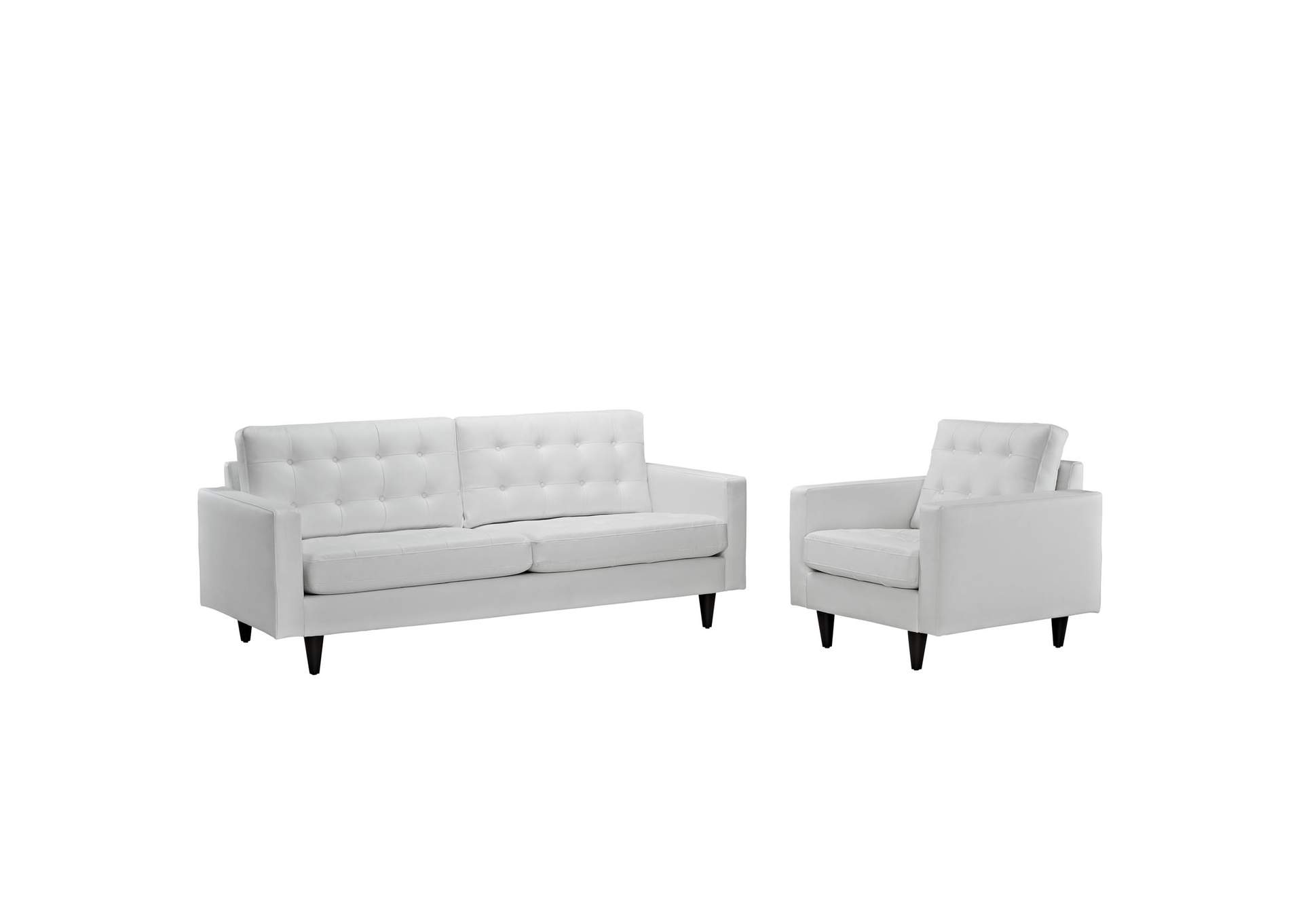 White Empress Sofa and Armchair [Set of 2],Modway