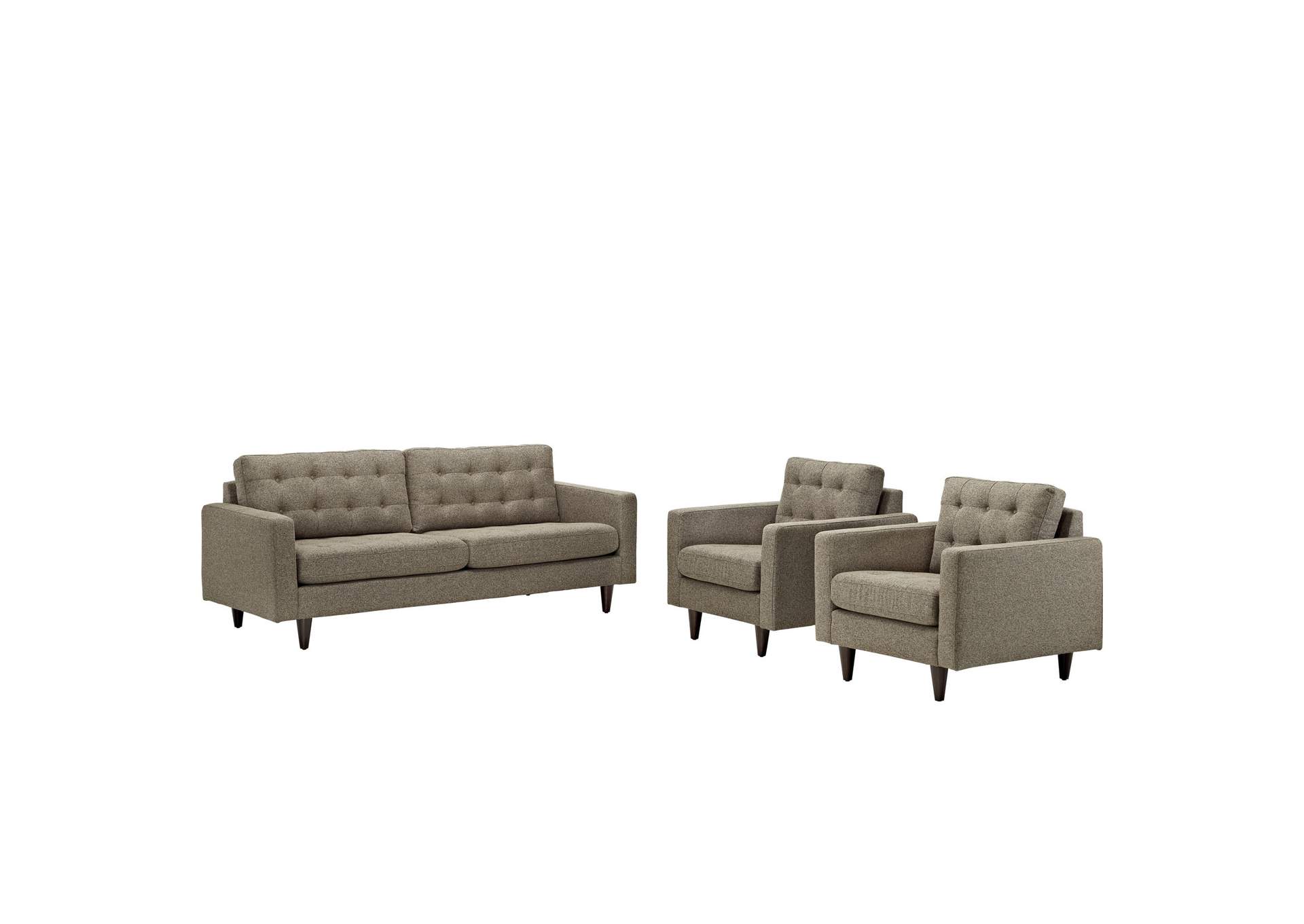 Oatmeal Empress Sofa and Armchairs [Set of 3],Modway