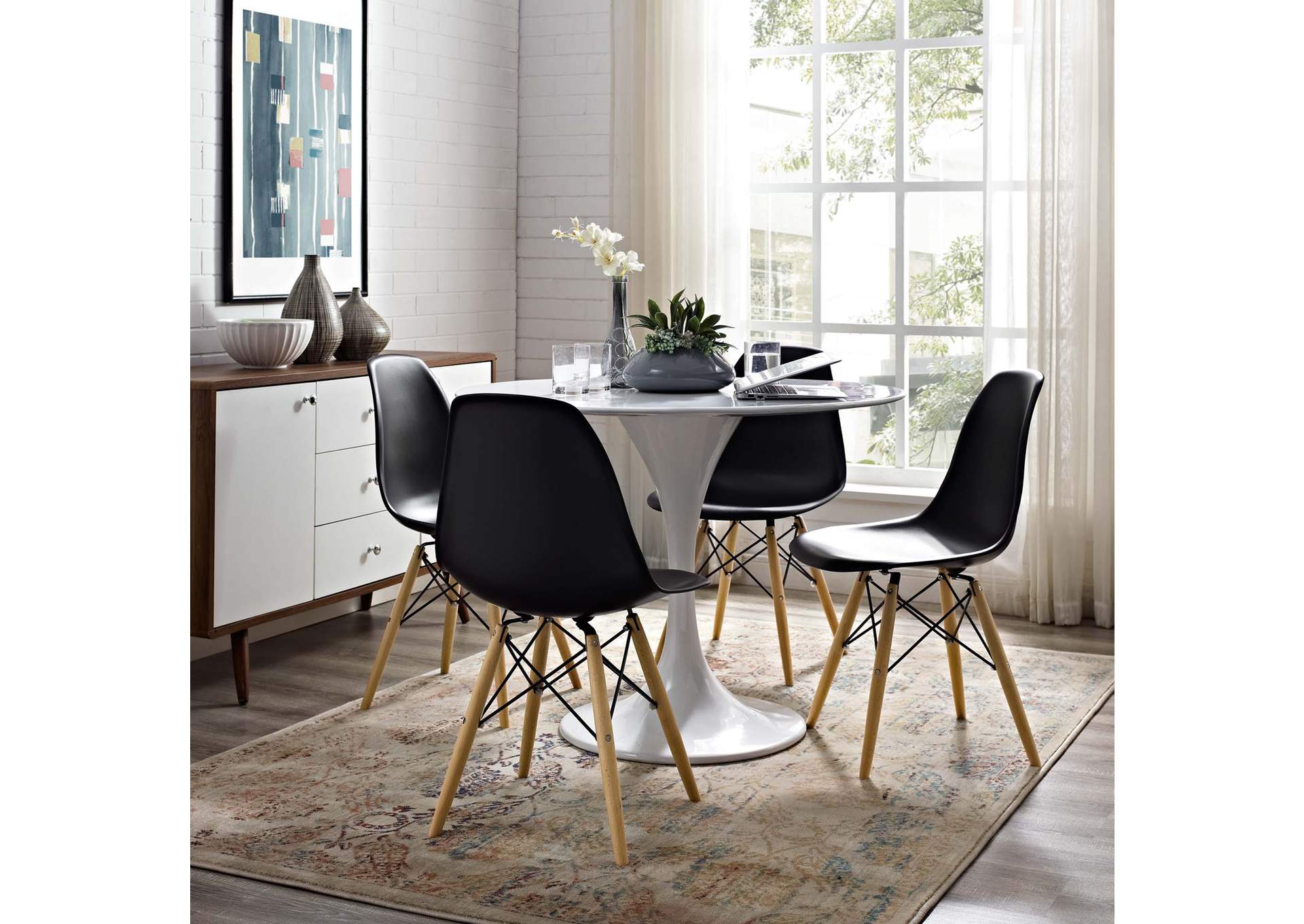 Black Pyramid Dining Side Chairs [Set of 4],Modway