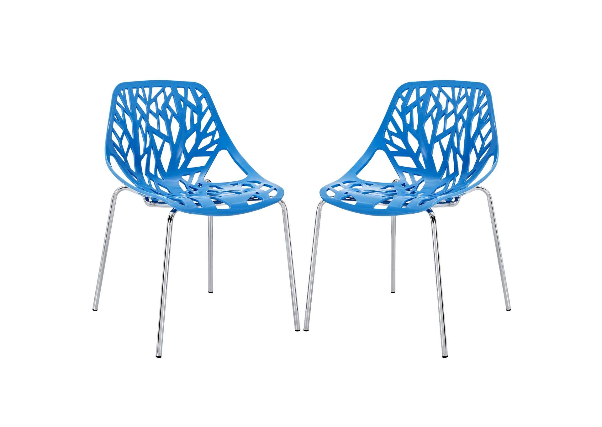 Blue Stencil Dining Side Chair Plastic [Set of 2],Modway