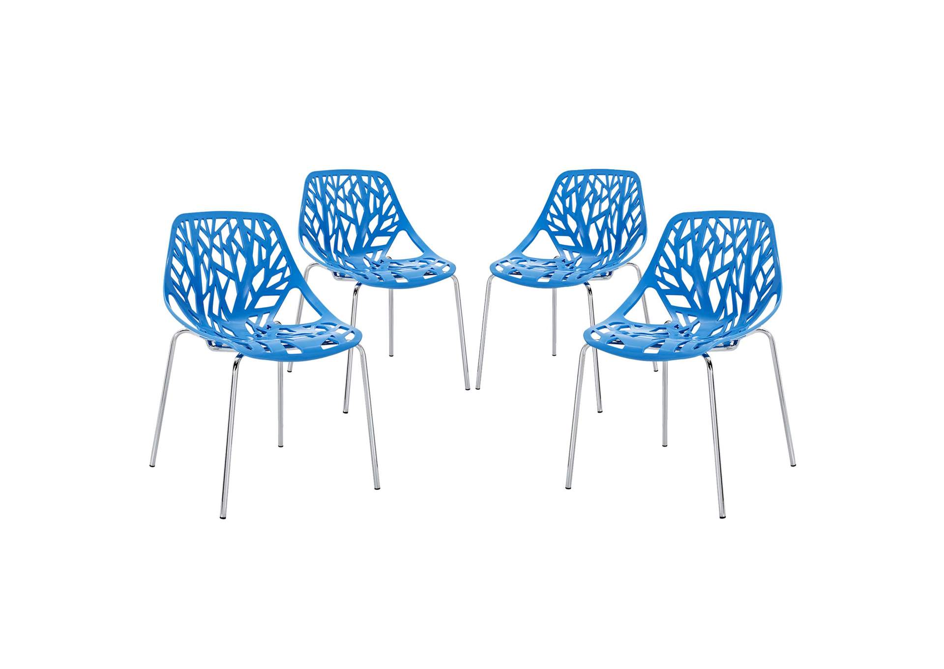 Blue Stencil Dining Side Chair [Set of 4],Modway