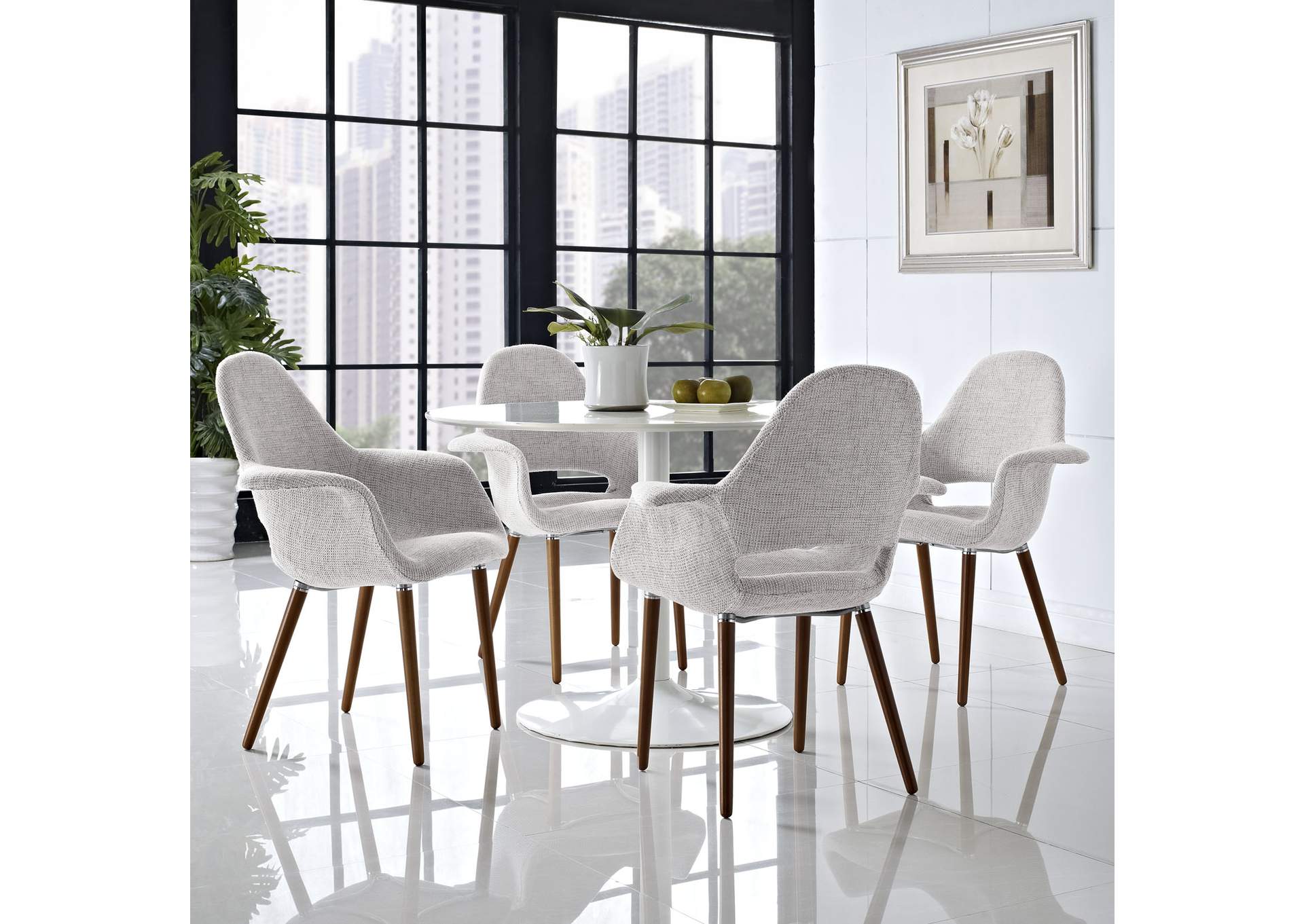 Light Gray Aegis Arm Dining Chair [Set of 4],Modway