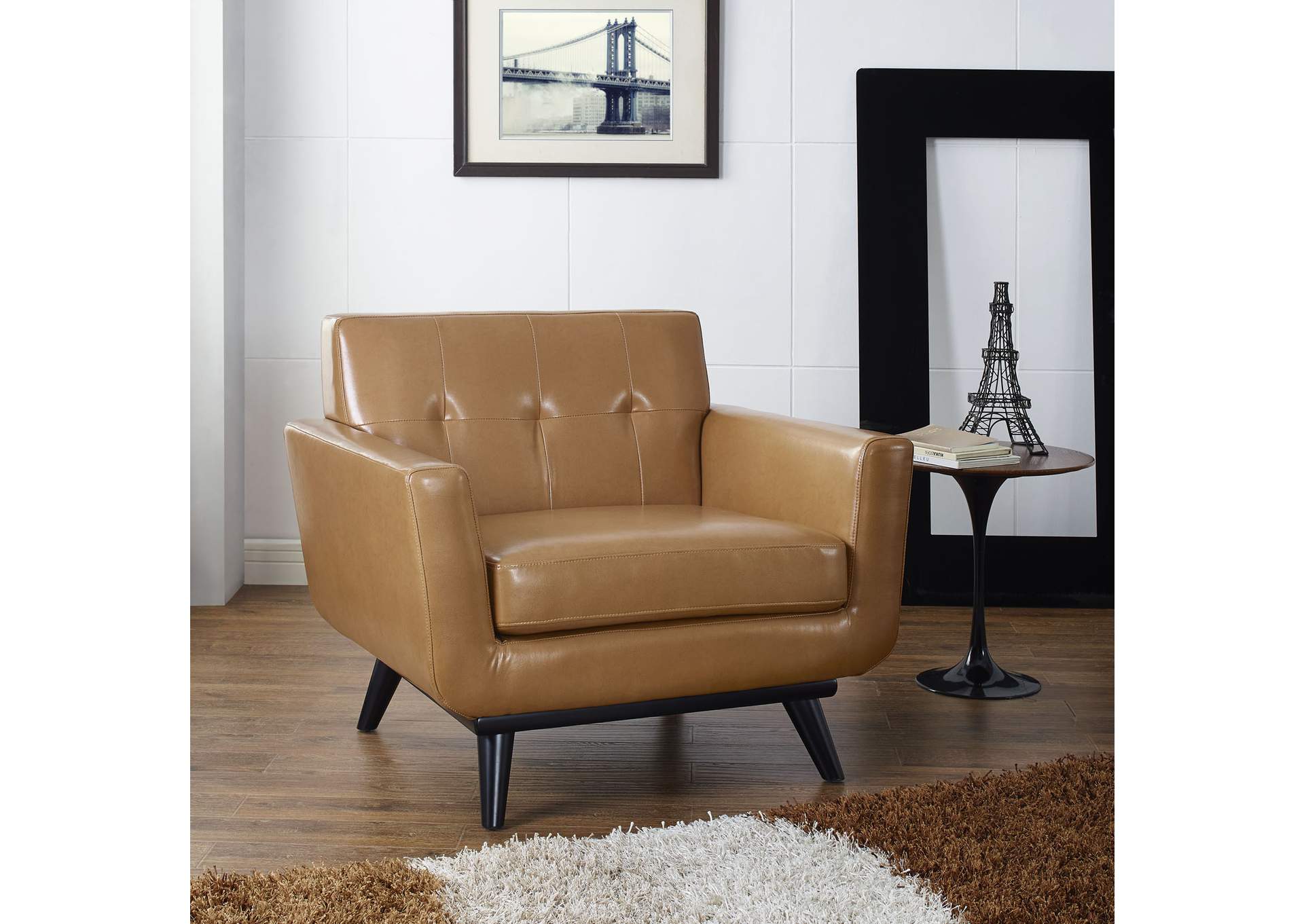 Tan Engage Bonded Leather Arm Chair,Modway