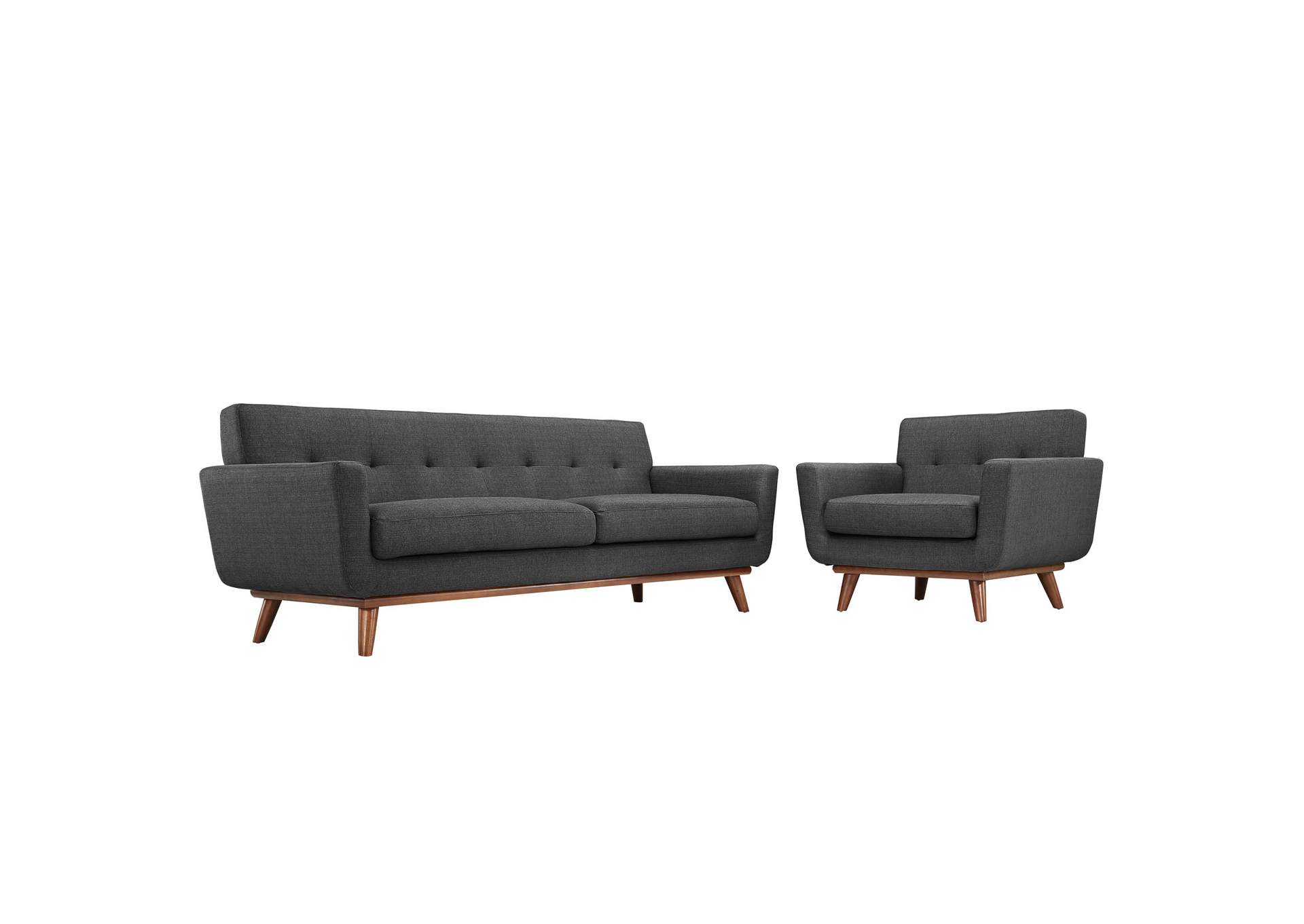 Gray Engage Armchair and Sofa [Set of 2],Modway