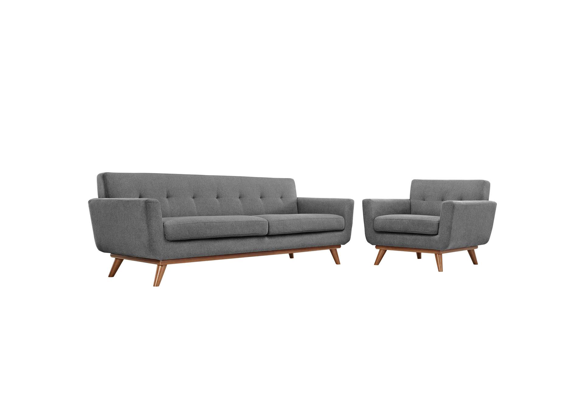 Expectation Gray Engage Armchair and Sofa [Set of 2],Modway