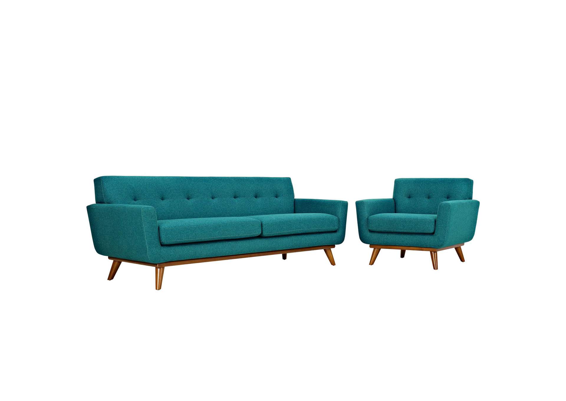 Teal Engage Armchair and Sofa [Set of 2],Modway