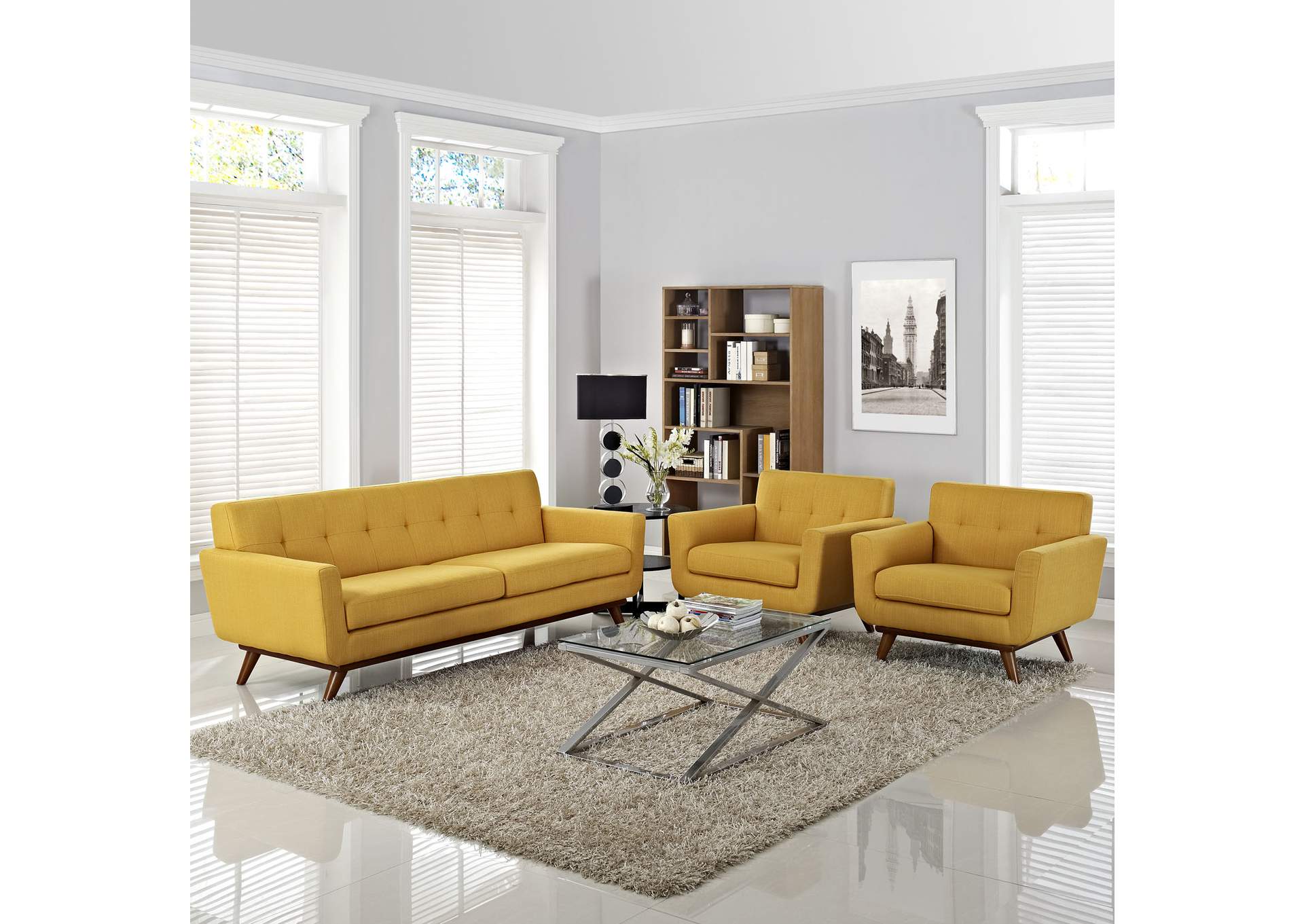 Citrus Engage Armchairs and Sofa [Set of 3],Modway