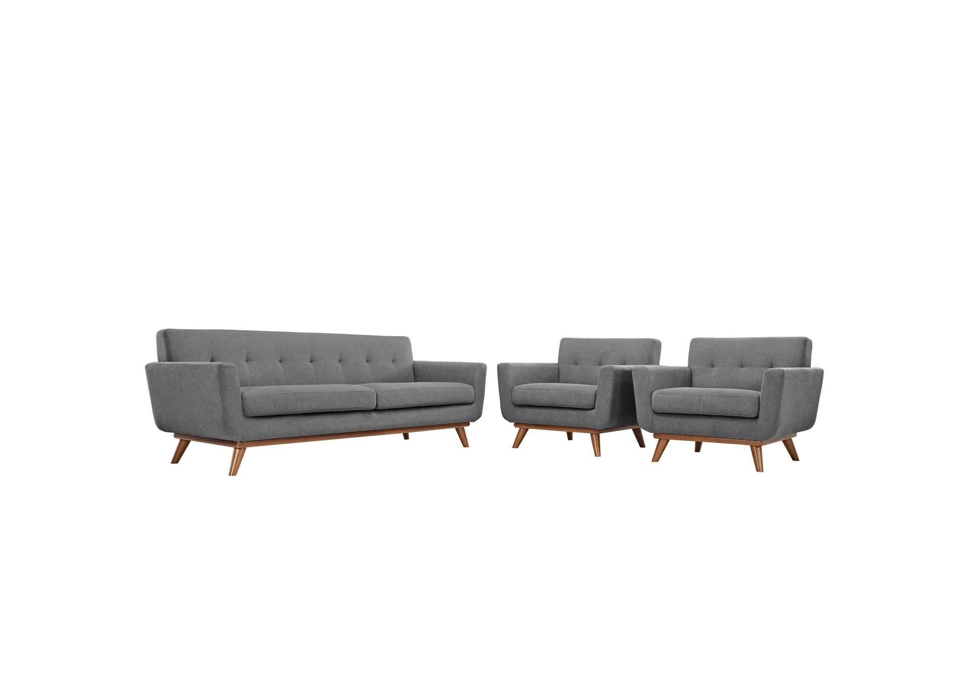 Expectation Gray Engage Armchairs and Sofa [Set of 3],Modway