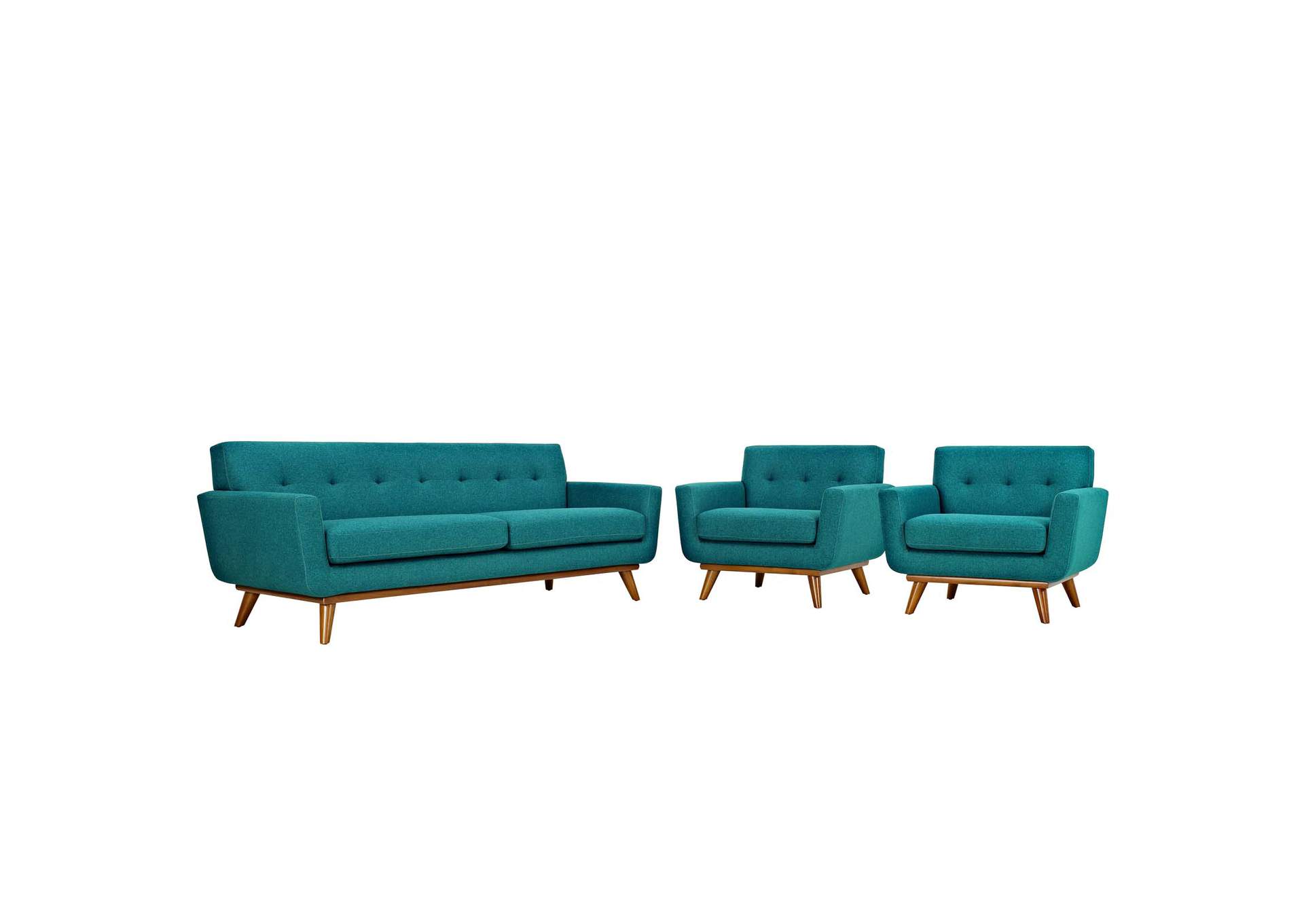 Teal Engage Armchairs and Sofa [Set of 3],Modway