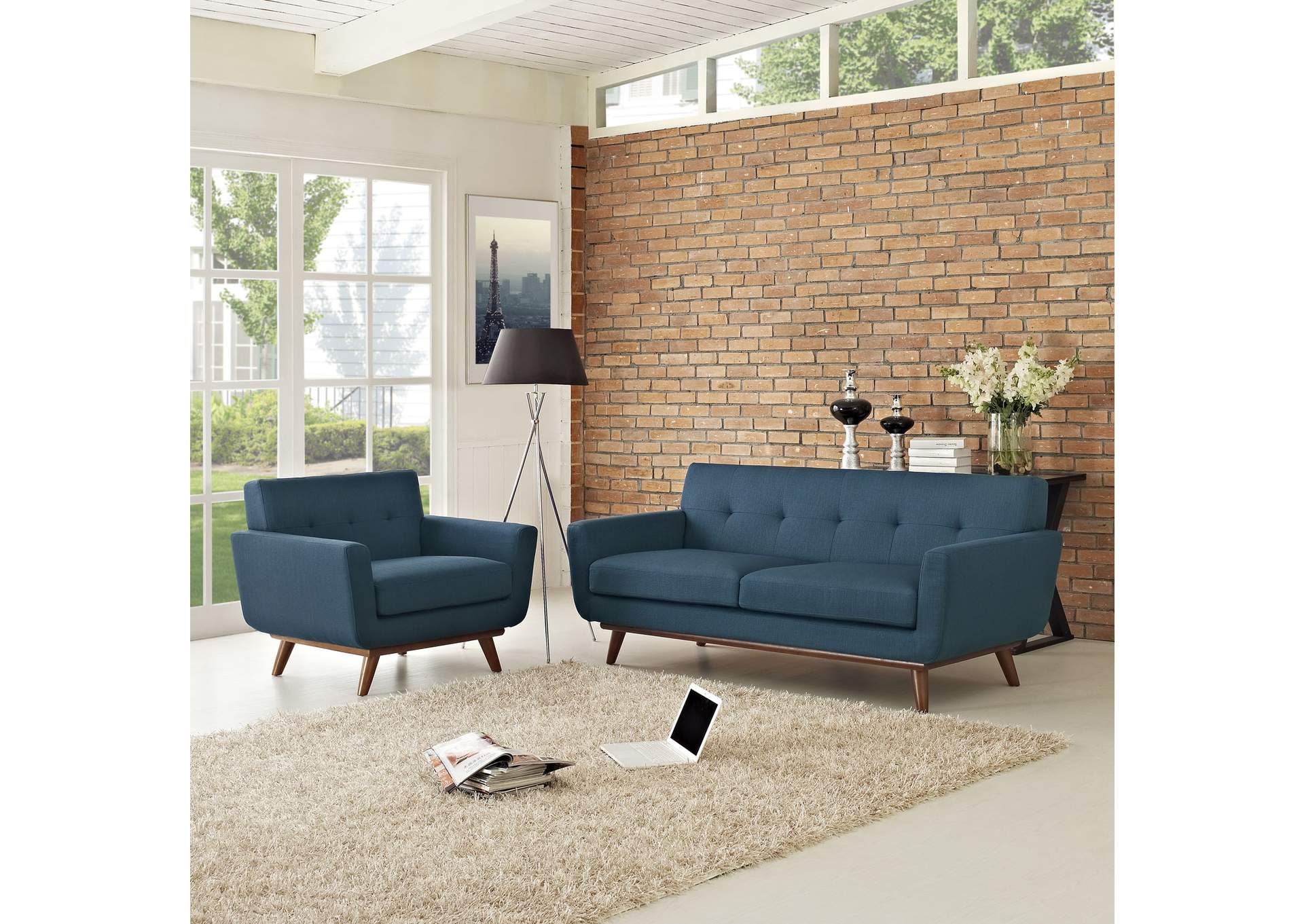 Azure Engage Armchair and Loveseat [Set of 2],Modway