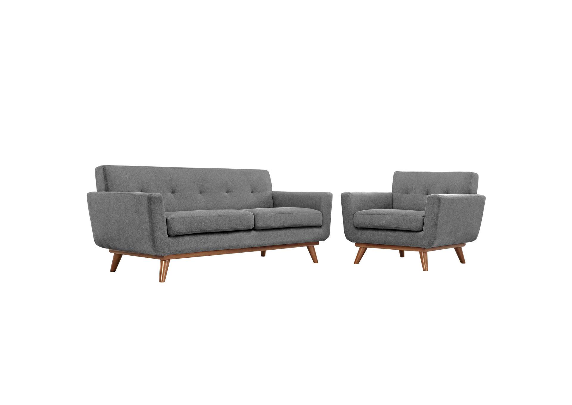 Expectation Gray Engage Armchair and Loveseat [Set of 2],Modway