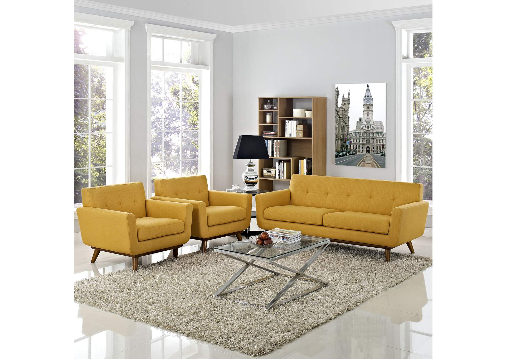 Citrus Engage Armchairs and Loveseat [Set of 3],Modway