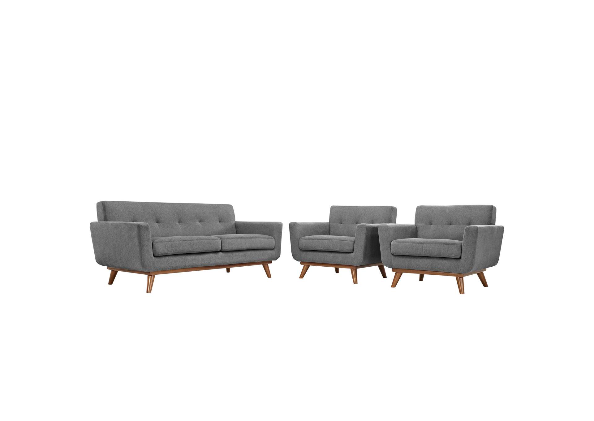 Expectation Gray Engage Armchairs and Loveseat [Set of 3],Modway