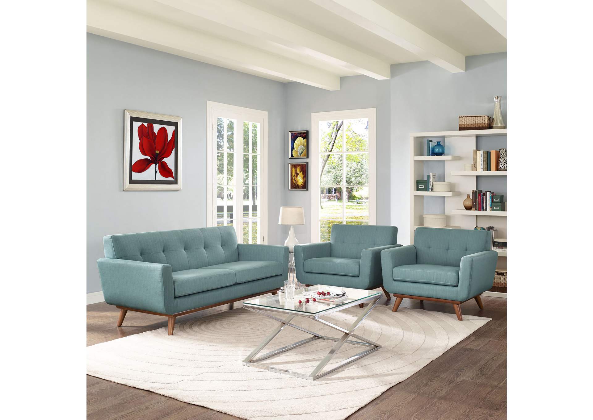 Laguna Engage Armchairs and Loveseat [Set of 3],Modway