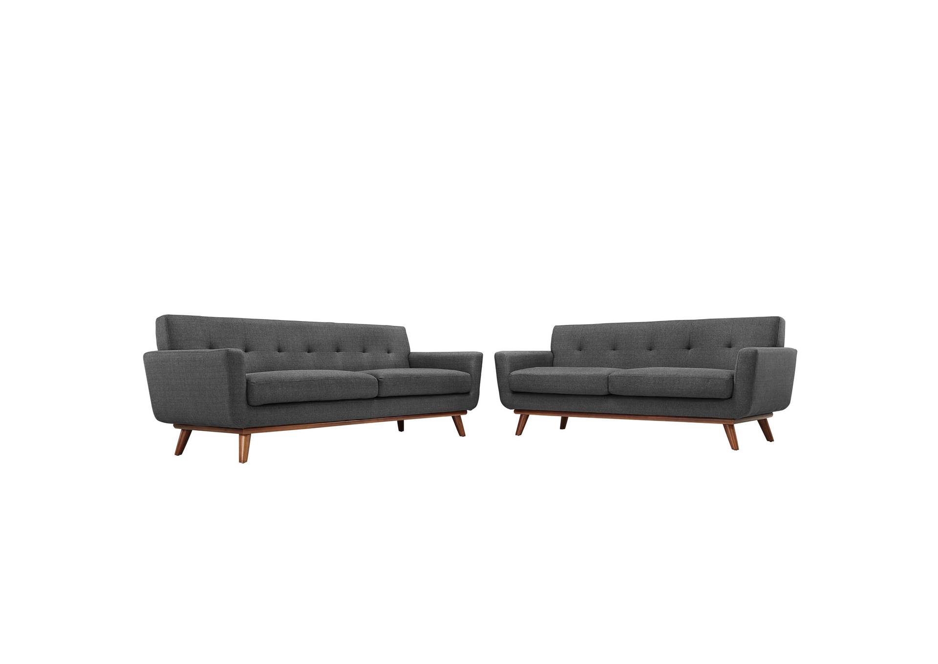 Gray Engage Loveseat and Sofa [Set of 2],Modway