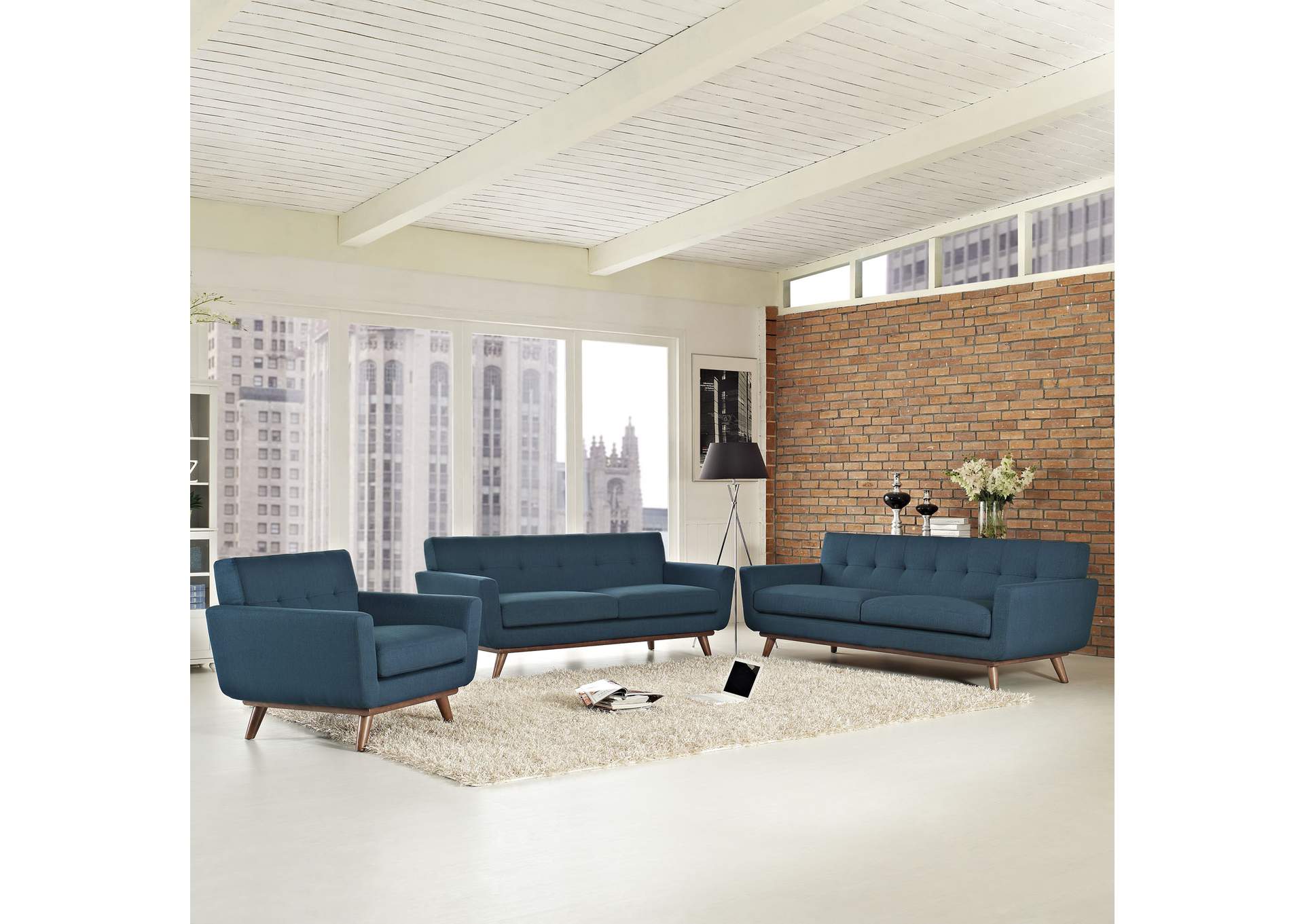 Azure Engage Sofa Loveseat and Armchair [Set of 3],Modway