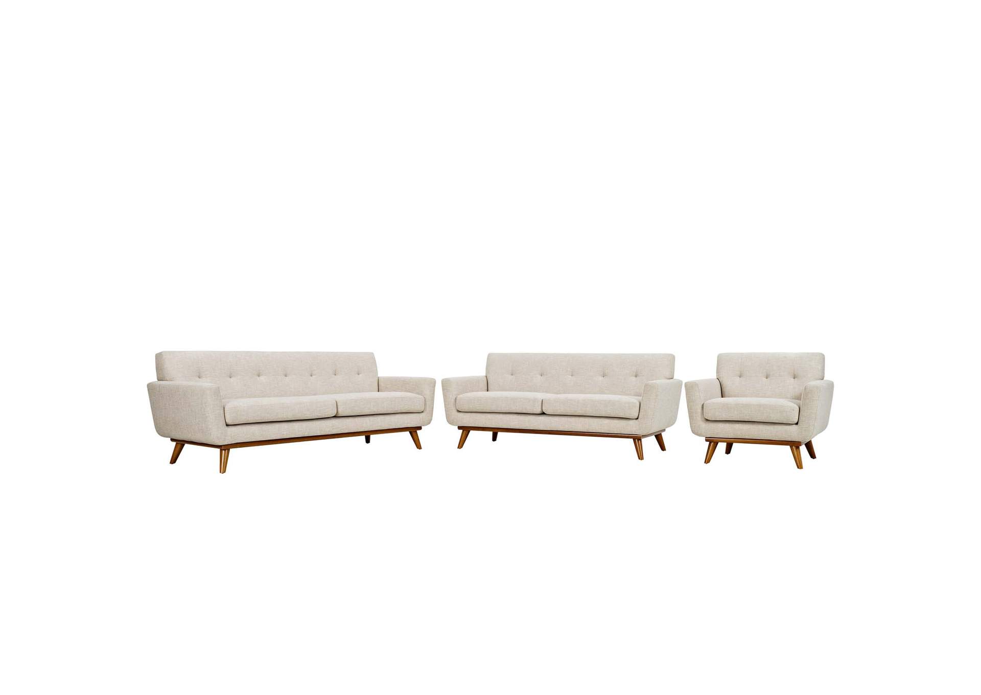 Beige Engage Sofa Loveseat and Armchair [Set of 3],Modway