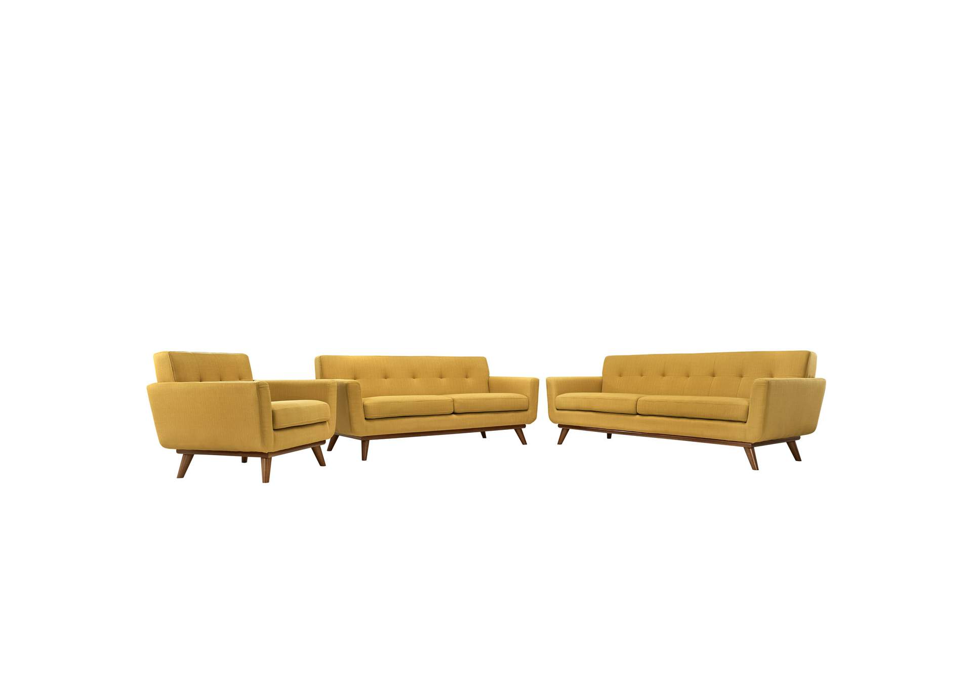 Citrus Engage Sofa Loveseat and Armchair [Set of 3],Modway