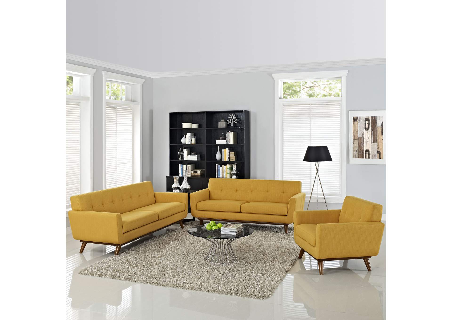 Citrus Engage Sofa Loveseat and Armchair [Set of 3],Modway