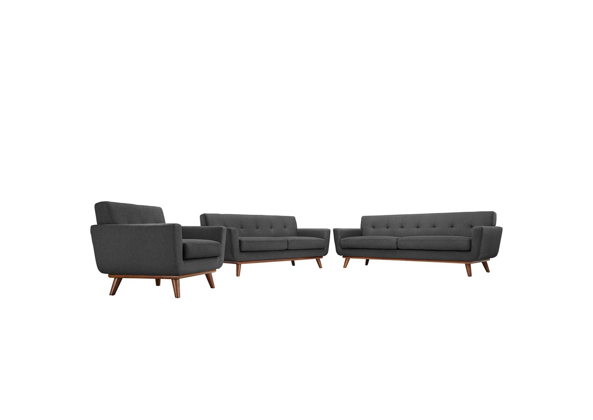 Gray Engage Sofa Loveseat and Armchair [Set of 3],Modway