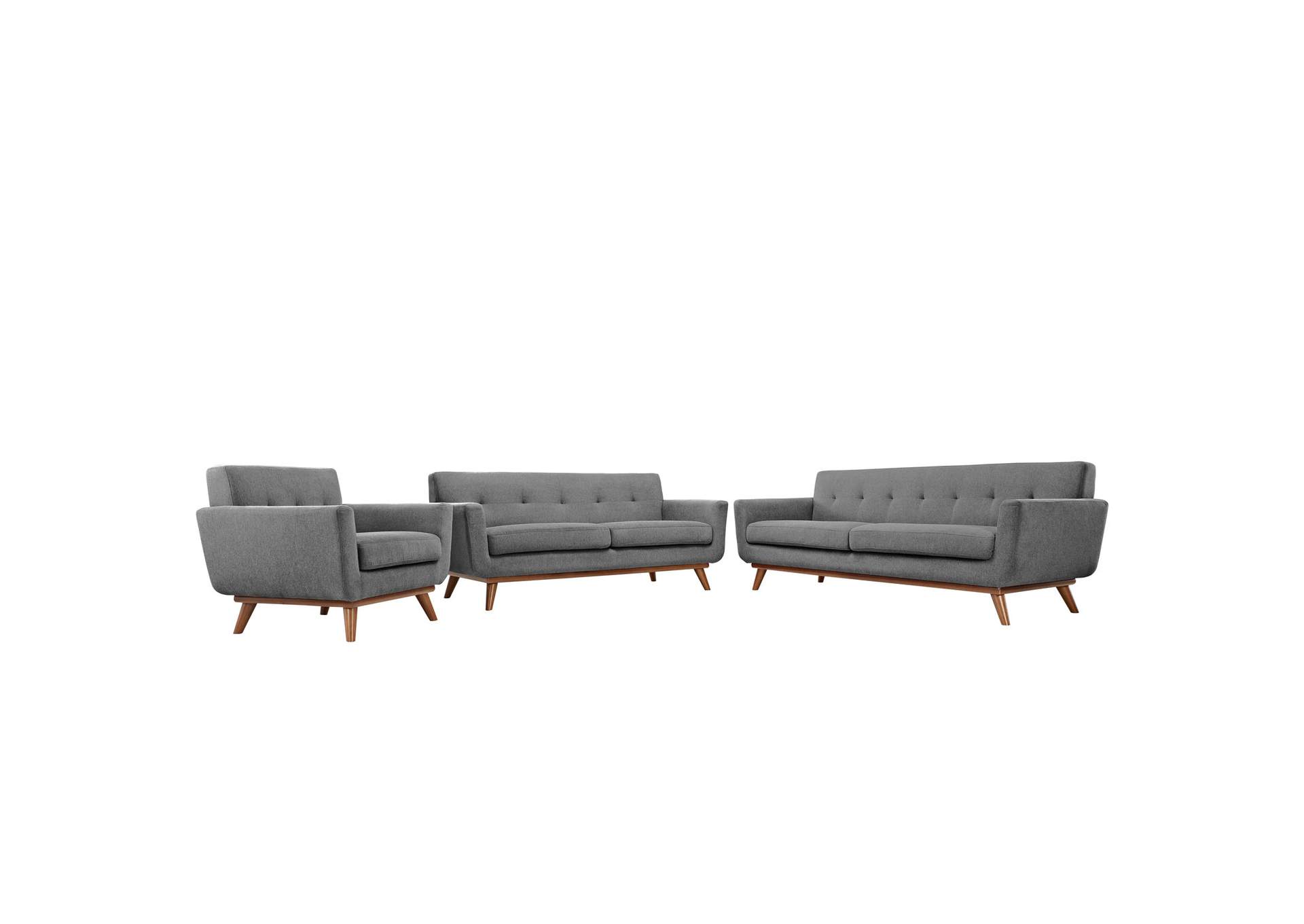 Expectation Gray Engage Sofa Loveseat and Armchair [Set of 3],Modway